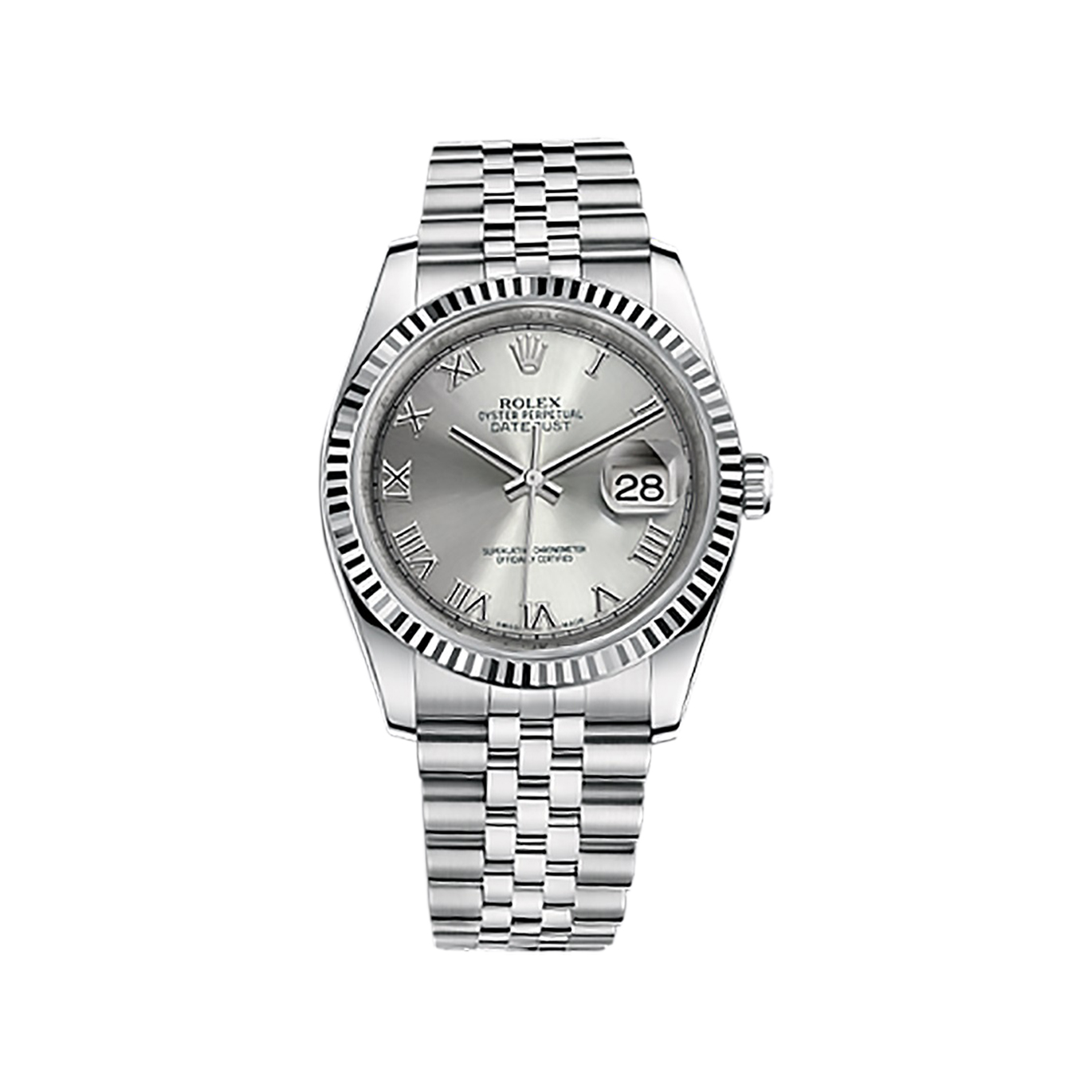 Datejust 36 116234 White Gold & Stainless Steel Watch (Rhodium) - Click Image to Close