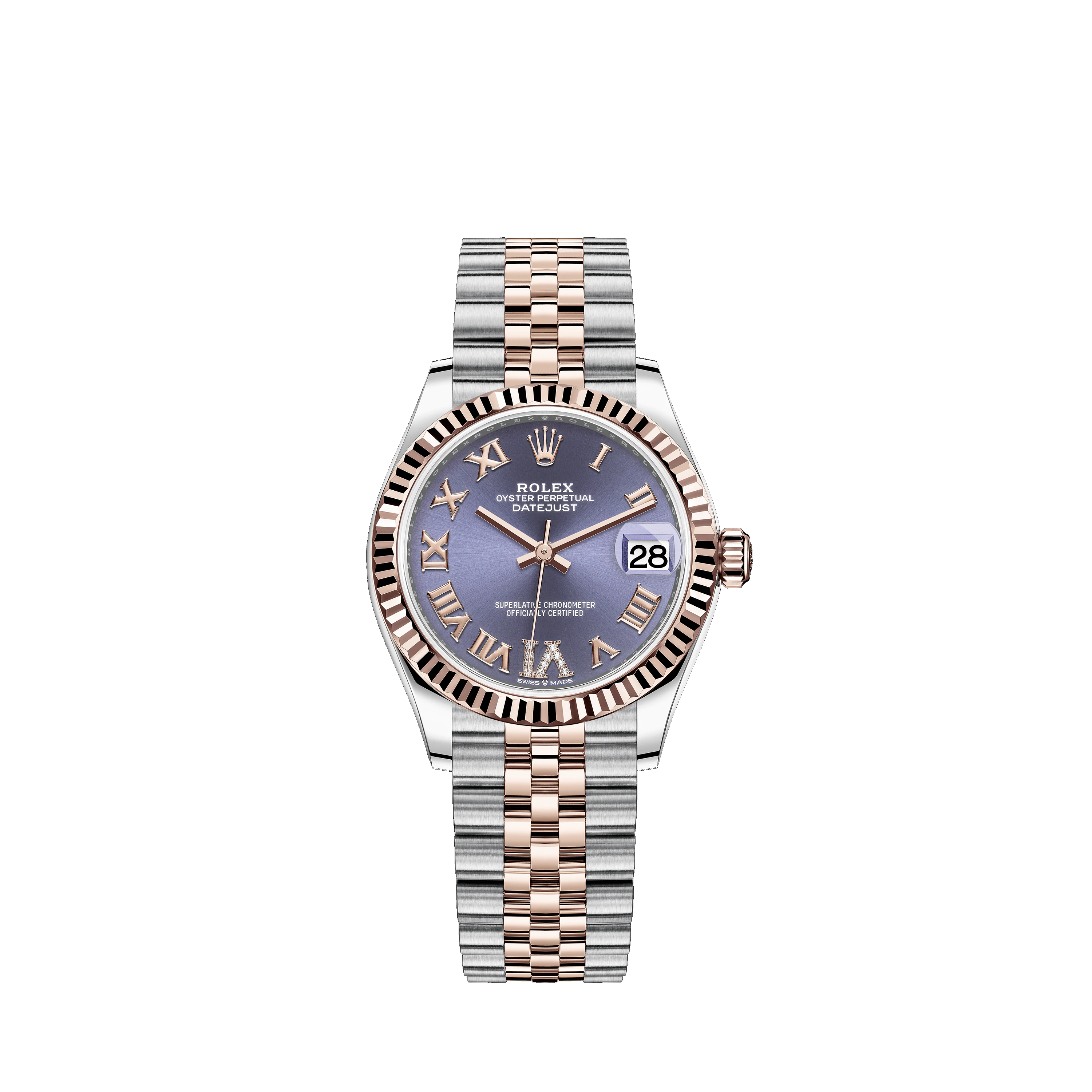 Datejust 31 278271 Rose Gold & Stainless Steel Watch (Aubergine Set with Diamonds)