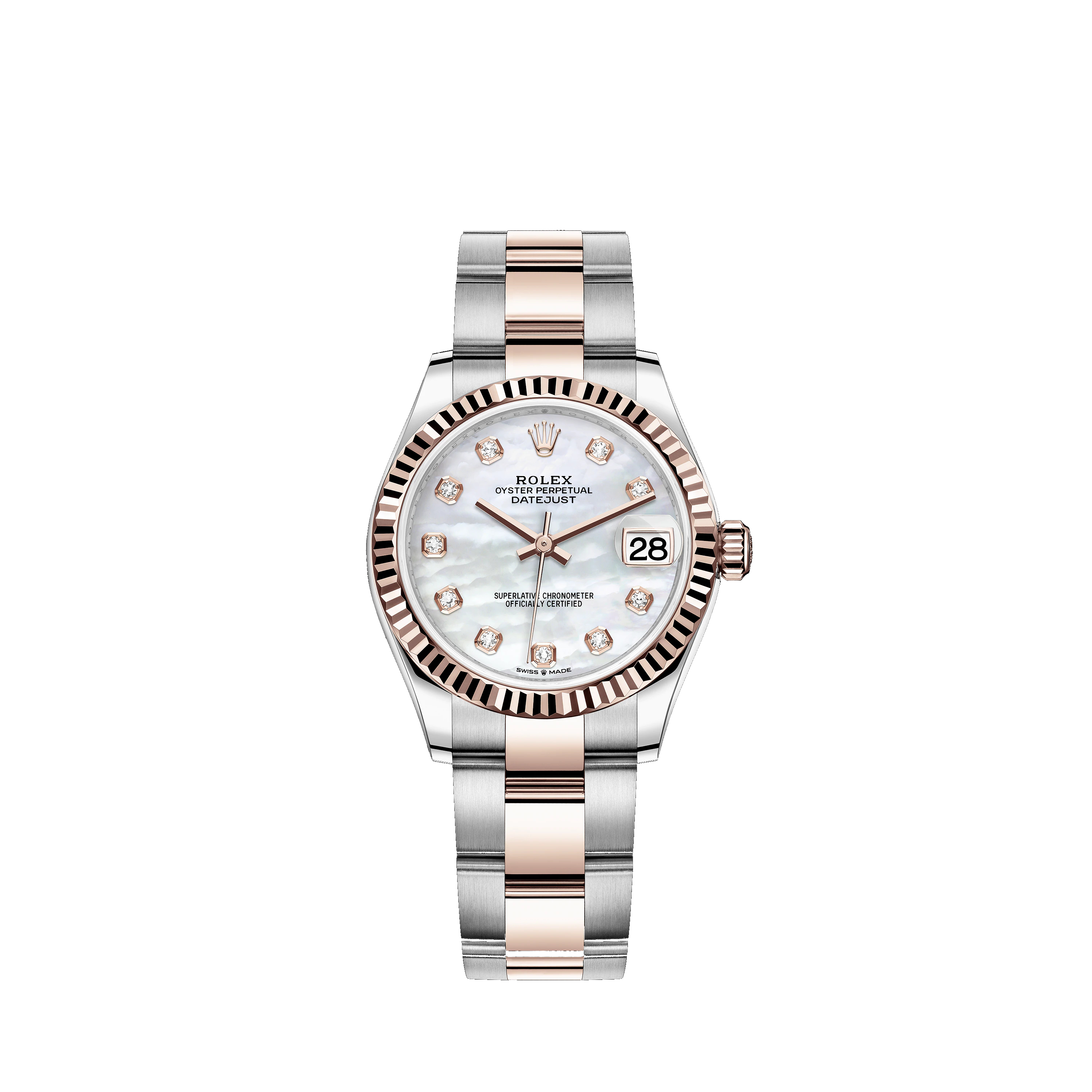Datejust 31 278271 Rose Gold & Stainless Steel Watch (White Mother-of-Pearl Set with Diamonds)