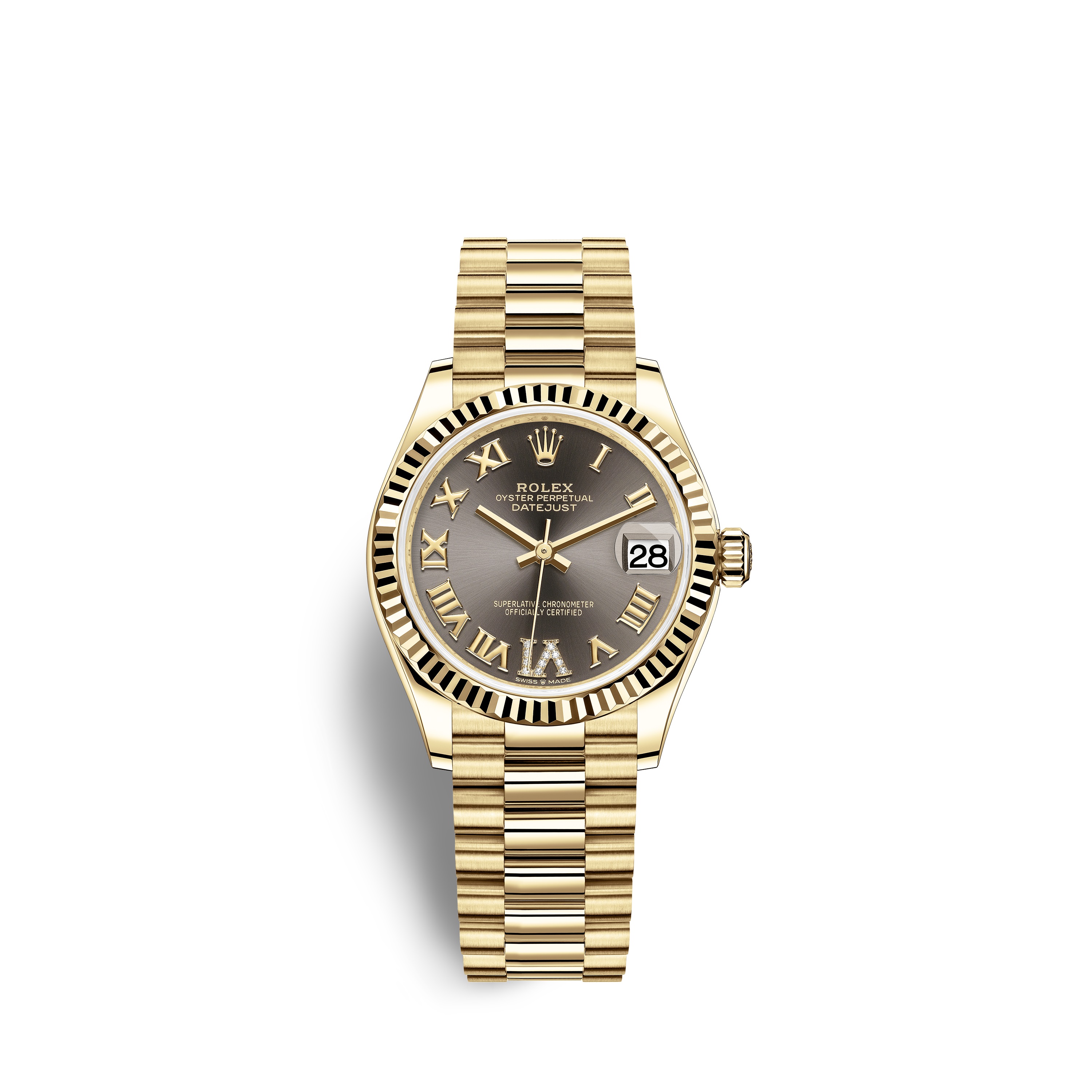 Datejust 31 278278 Gold Watch (Dark Grey Set with Diamonds)