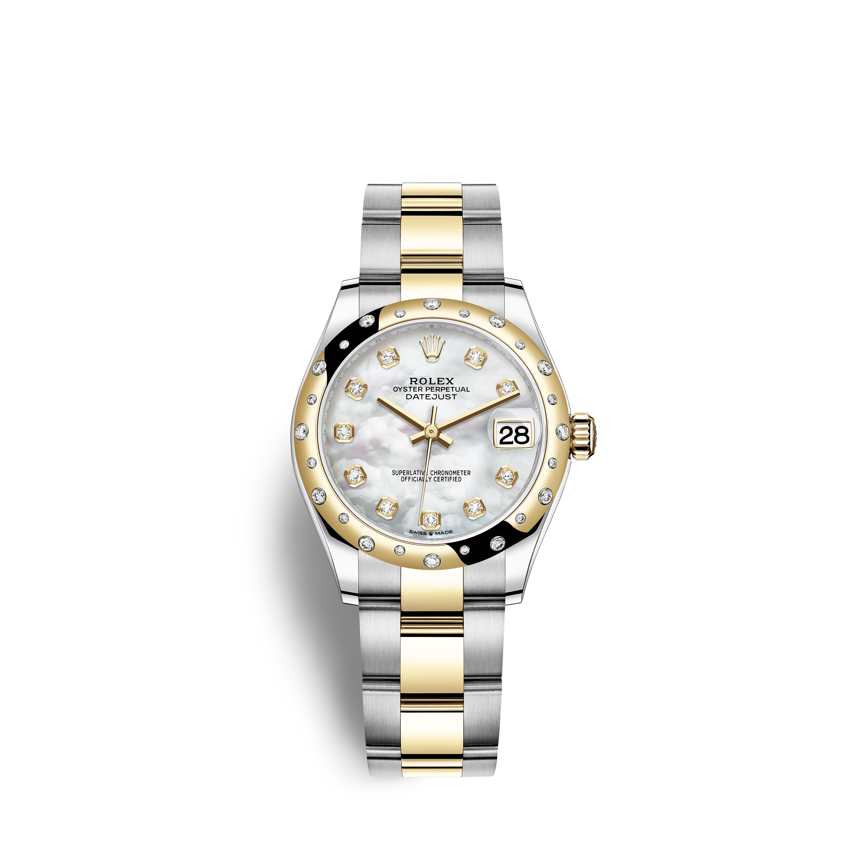 Datejust 31 278343RBR Gold & Stainless Steel Watch (White Mother-of-Pearl Set with Diamonds)