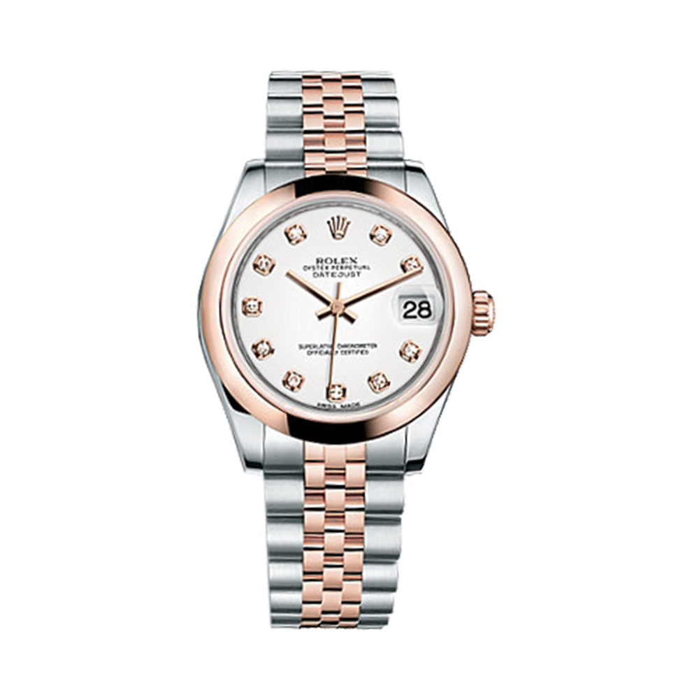 Datejust 31 178241 Rose Gold & Stainless Steel Watch (White Set with Diamonds)