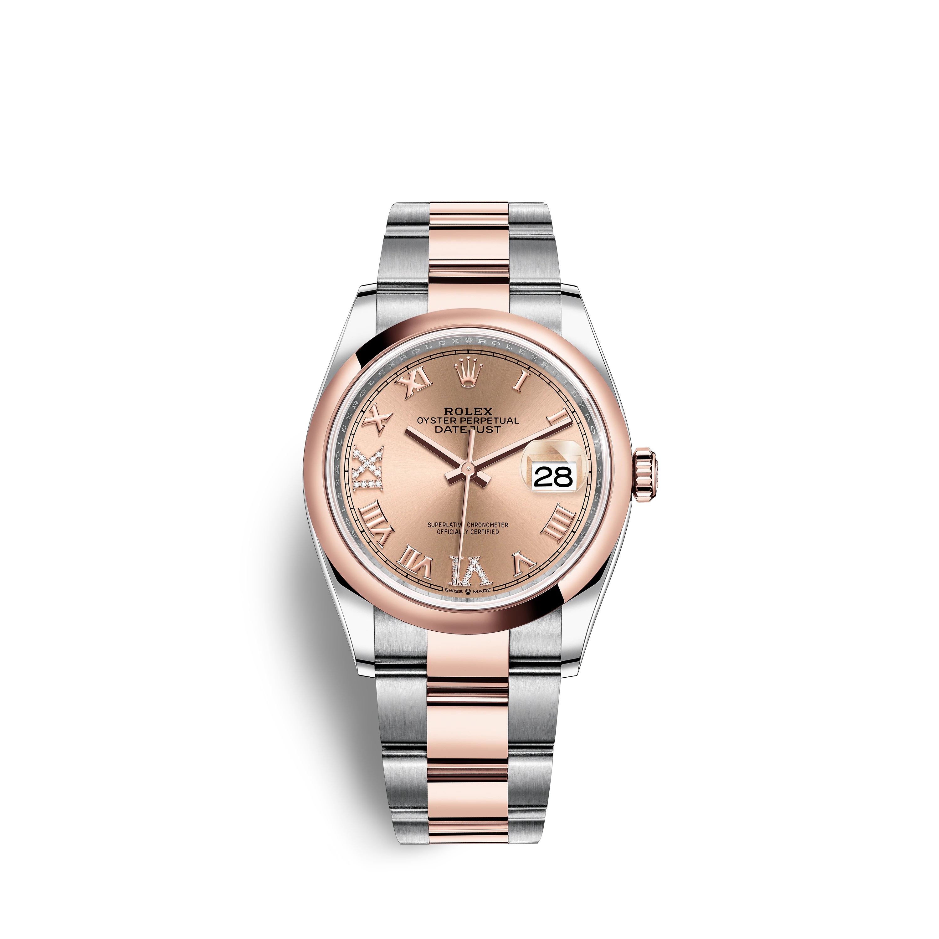 Datejust 36 126201 Rose Gold & Stainless Steel Watch (Rose Set with Diamonds) - Click Image to Close