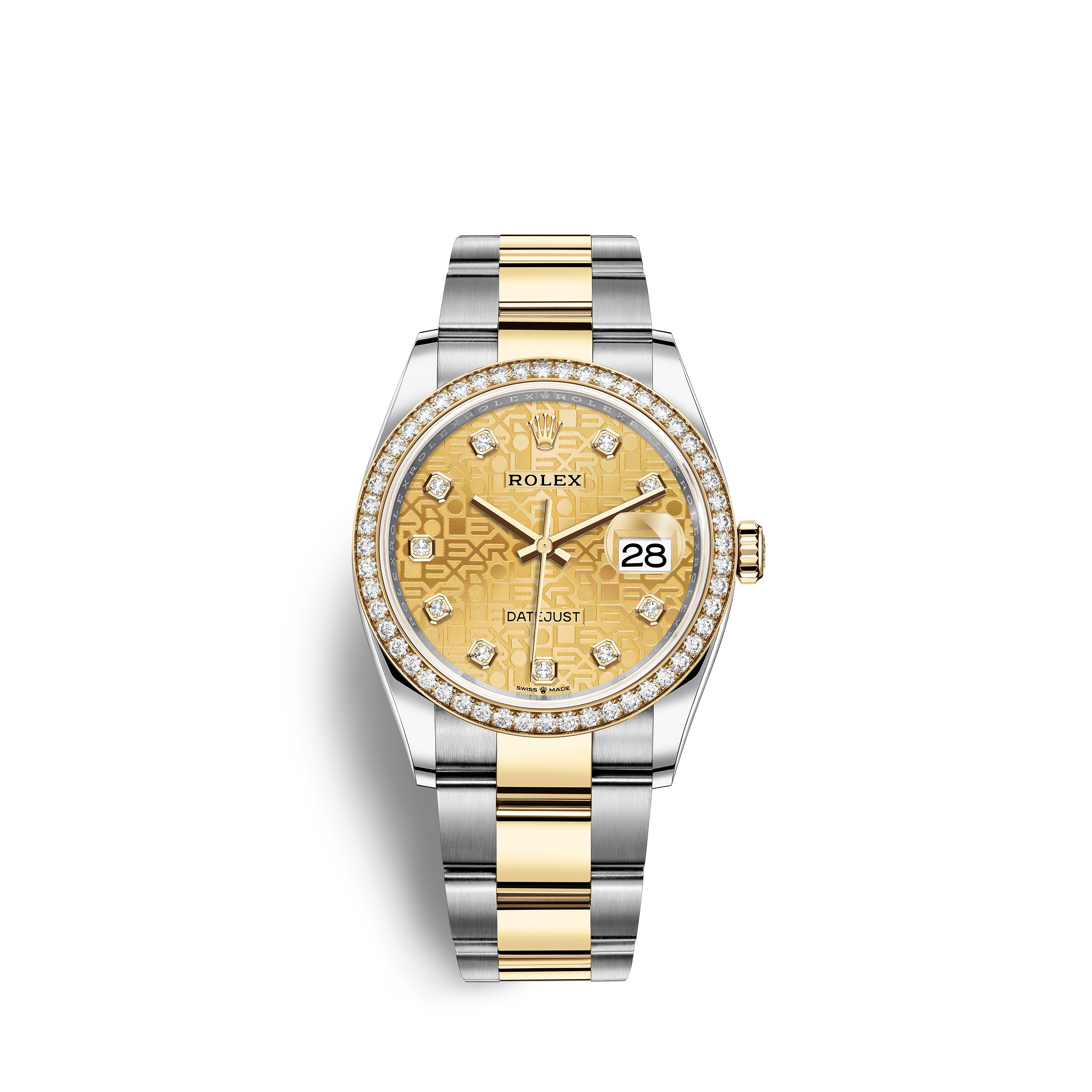 Datejust 36 126283RBR Gold, Stainless Steel & Diamonds Watch (Champagne-Colour Set with Diamonds) - Click Image to Close