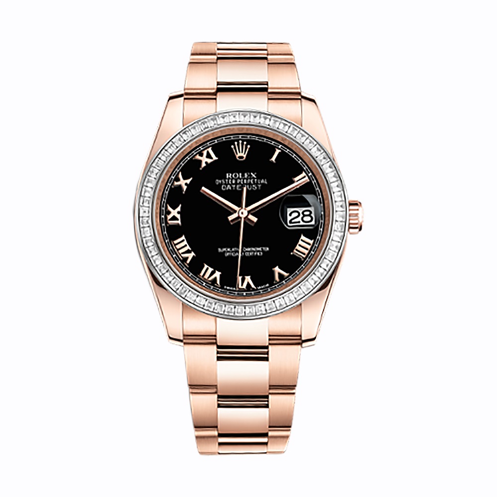 Datejust 36 116285BBR Rose Gold Watch (Black)