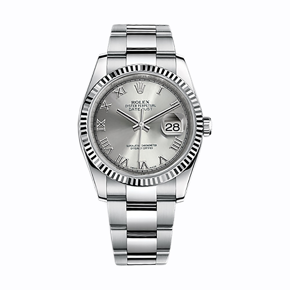 Datejust 36 116234 White Gold & Stainless Steel Watch (Rhodium) - Click Image to Close