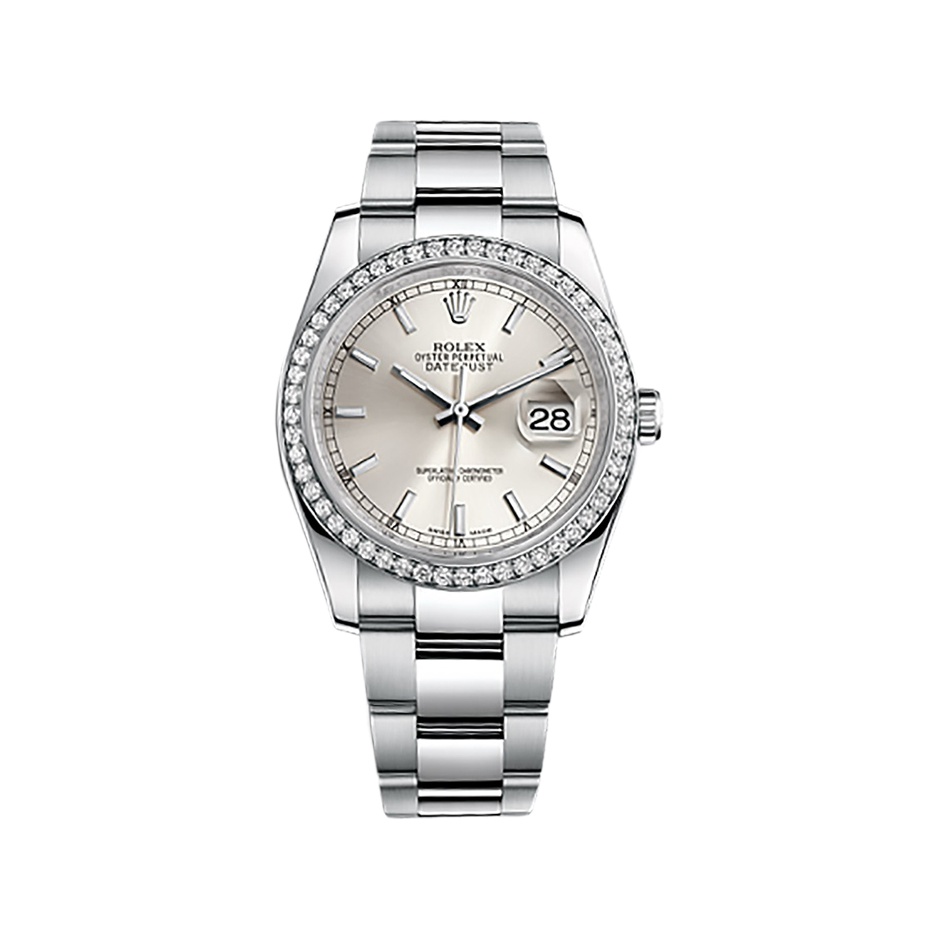 Datejust 36 116244 White Gold & Stainless Steel Watch (Silver)