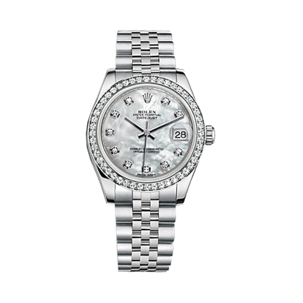 Datejust 31 178384 White Gold & Stainless Steel Watch (White Mother-of-Pearl Set with Diamonds)