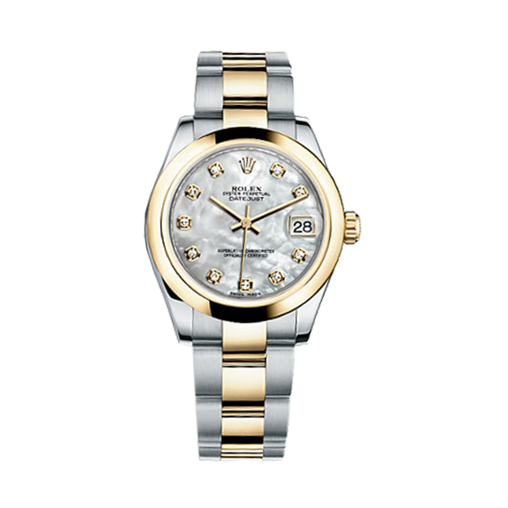 Datejust 31 178243 Gold & Stainless Steel Watch (White Mother-of-Pearl Set with Diamonds) - Click Image to Close