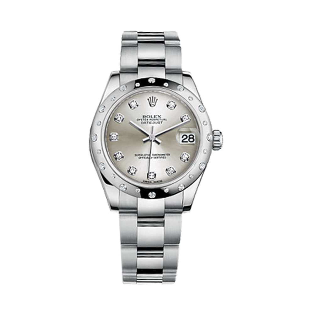Datejust 31 178344 White Gold & Stainless Steel Watch (Silver Set with Diamonds)