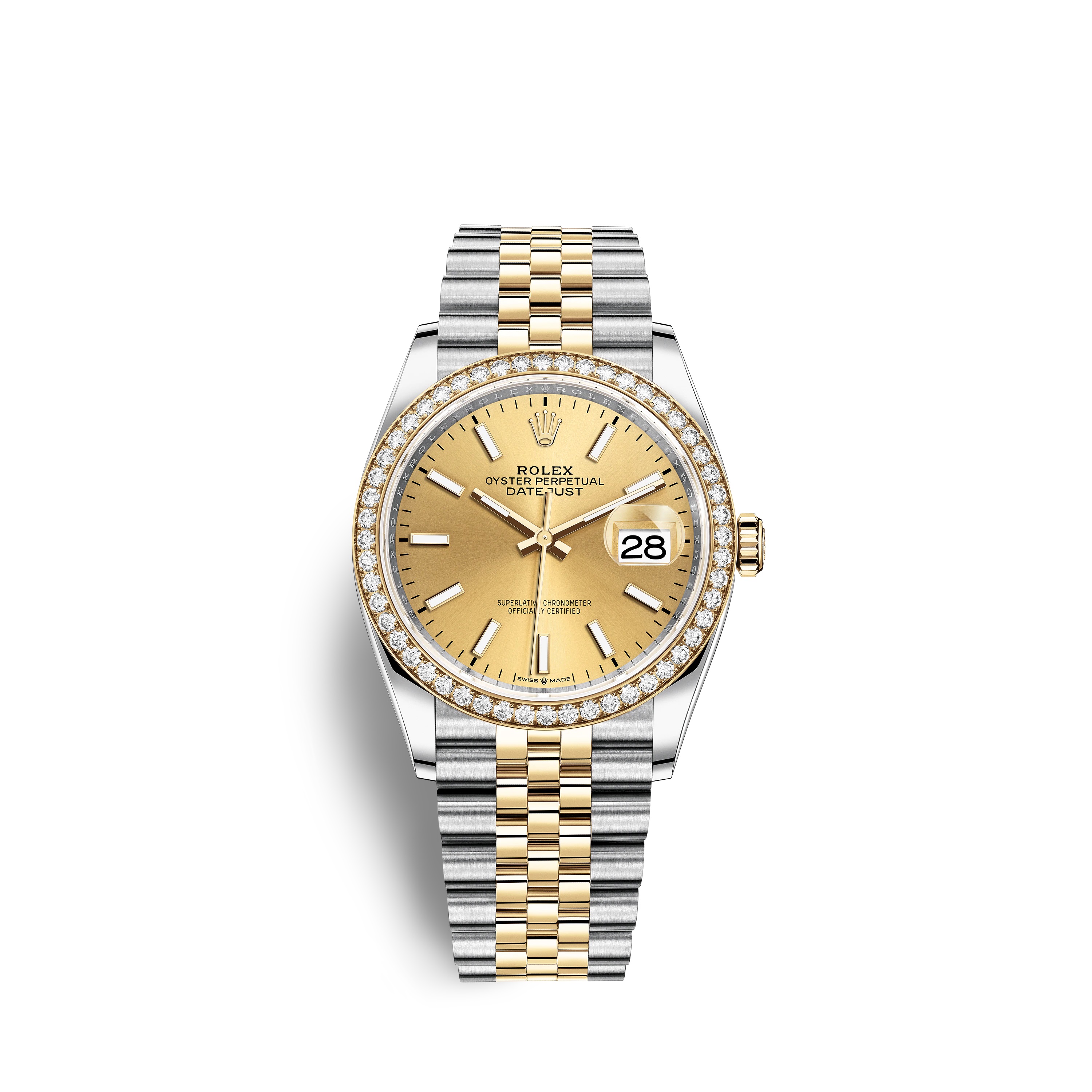 Datejust 36 126283RBR Gold & Stainless Steel Watch (Champagne-Color)