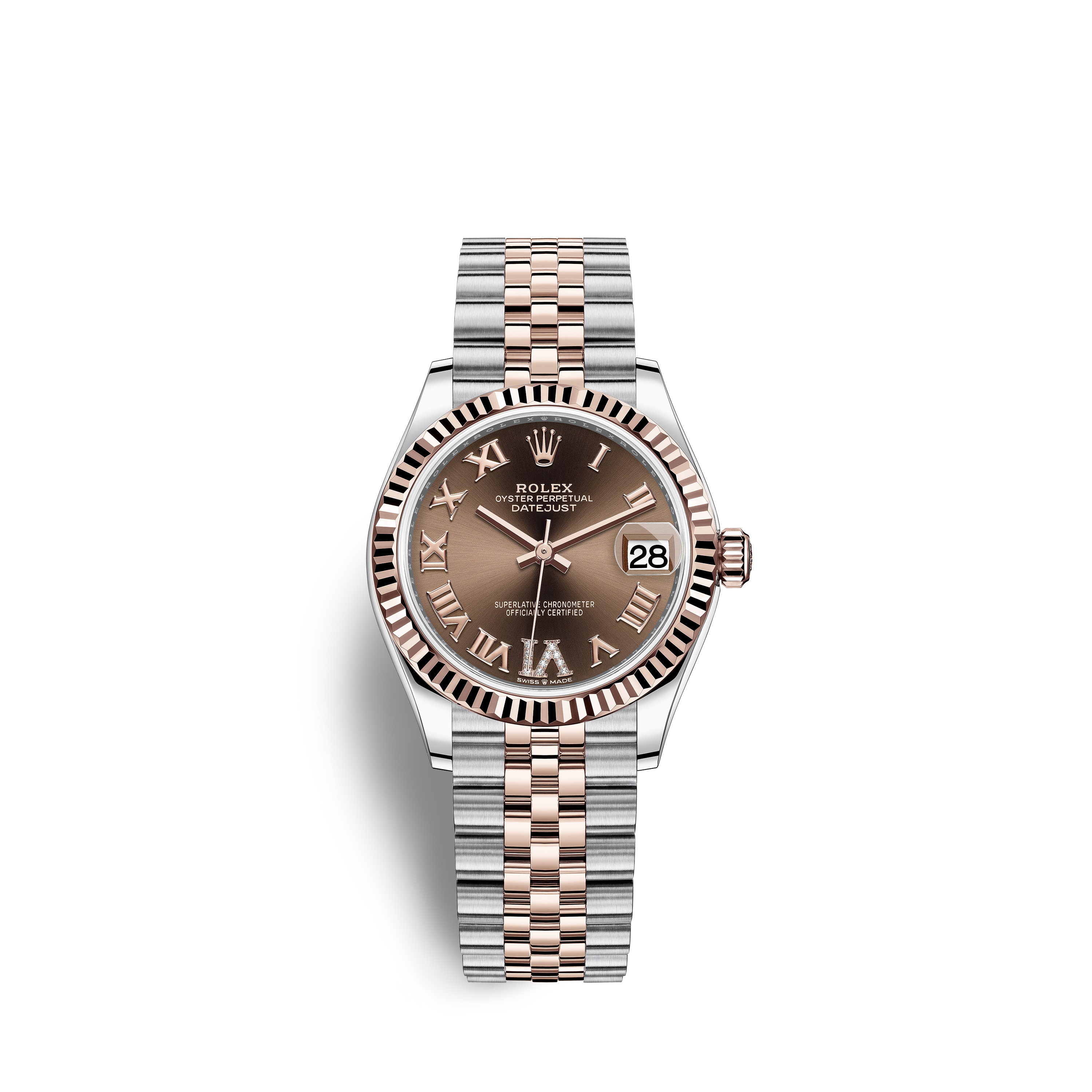 Datejust 31 278271 Rose Gold & Stainless Steel Watch (Chocolate Set with Diamonds) - Click Image to Close