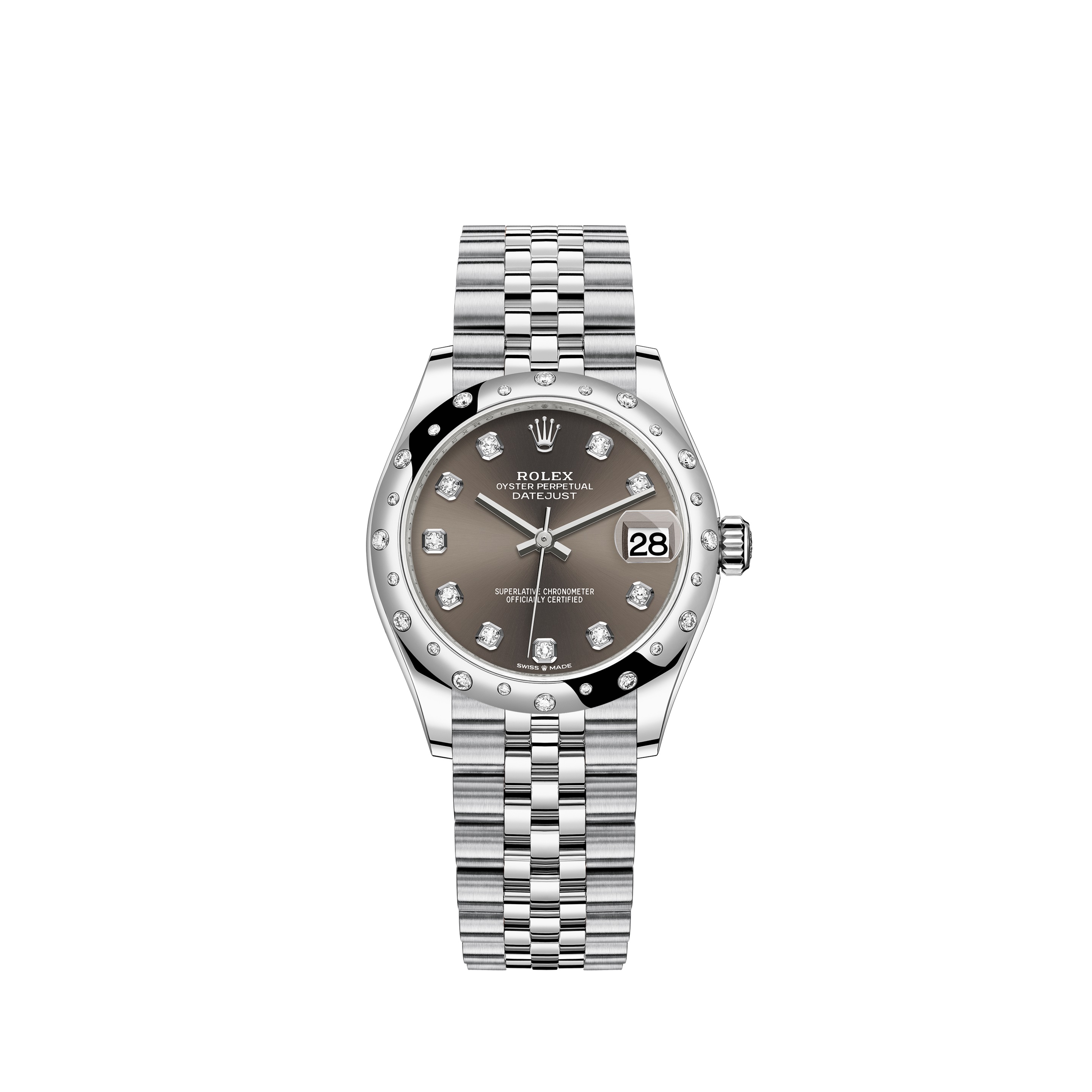 Datejust 31 278344RBR White Gold & Stainless Steel Watch (Dark Grey Set with Diamonds)