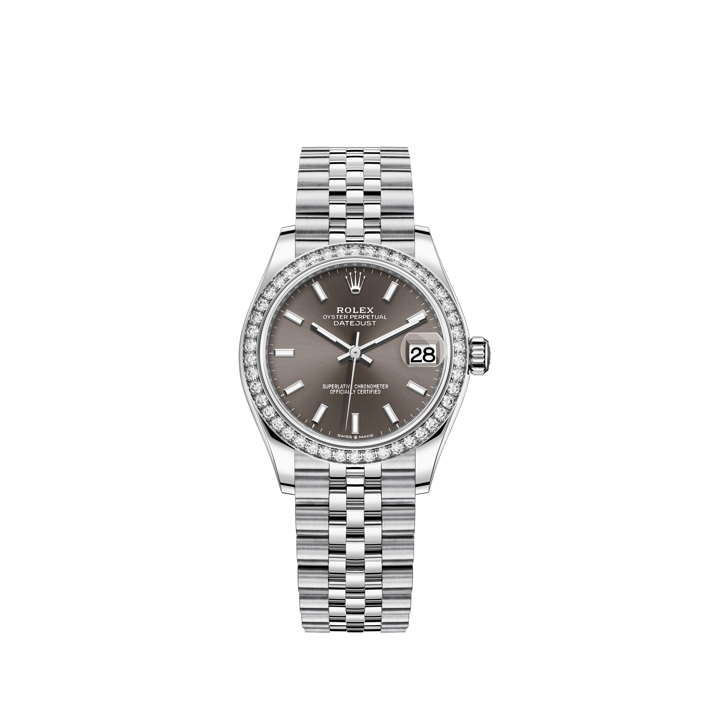 Datejust 31 278384RBR White Gold & Stainless Steel Watch (Dark Grey) - Click Image to Close