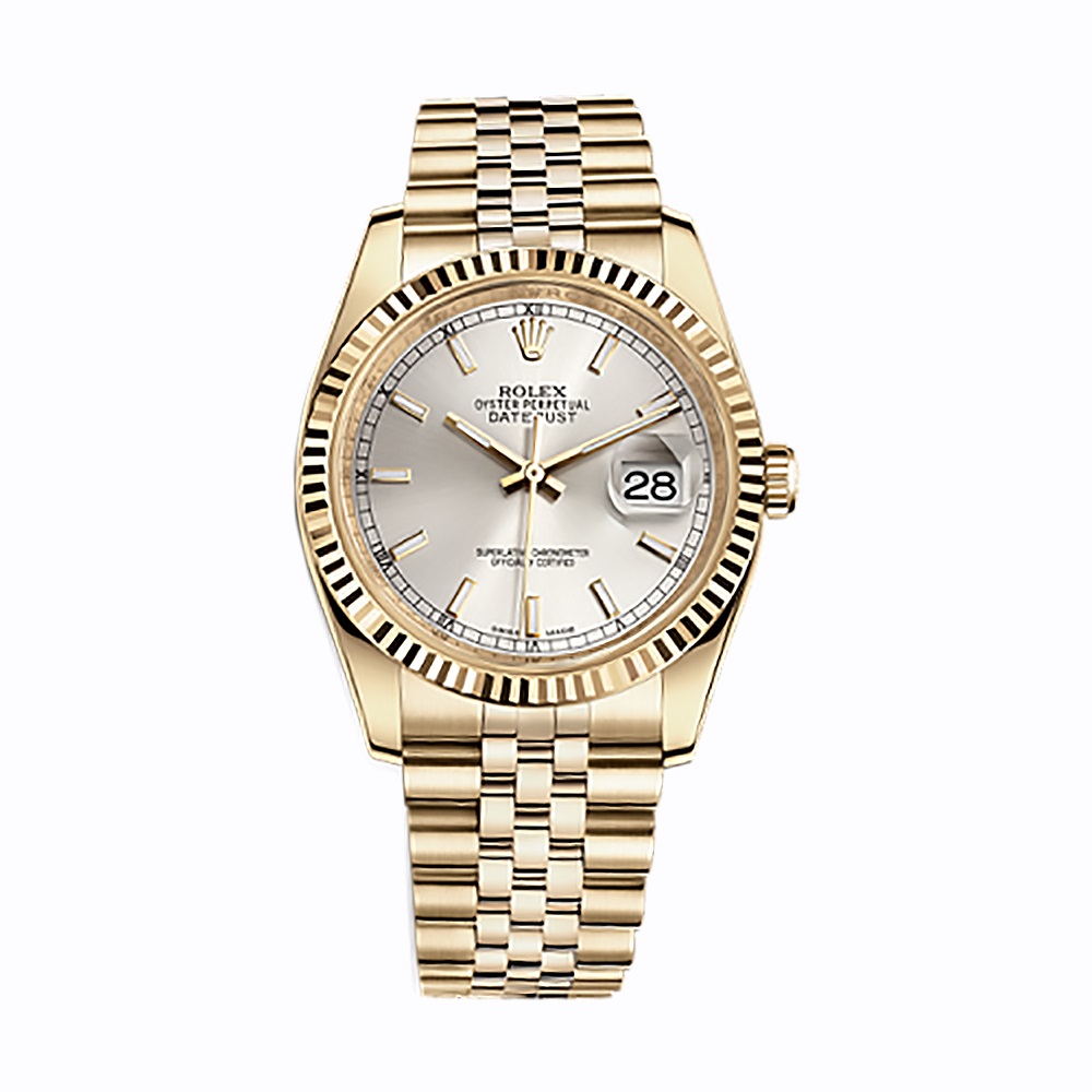 Datejust 36 116238 Gold Watch (Silver) - Click Image to Close