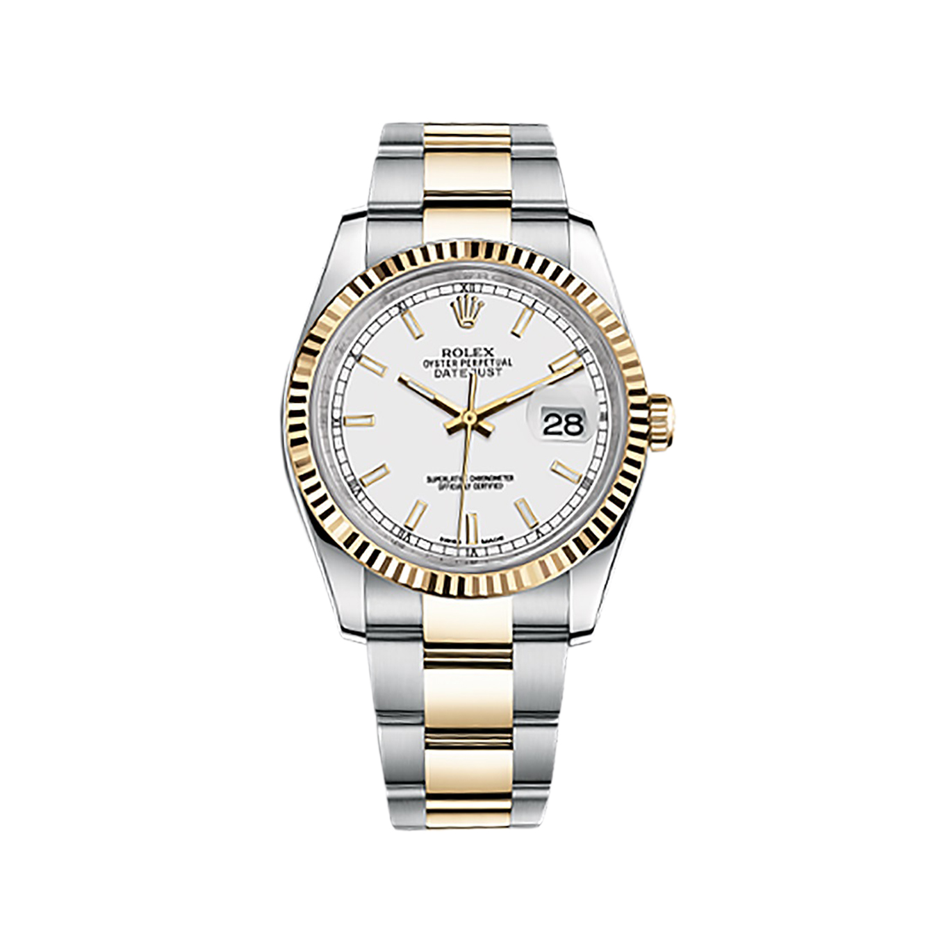 Datejust 36 116233 Gold & Stainless Steel Watch (White) - Click Image to Close