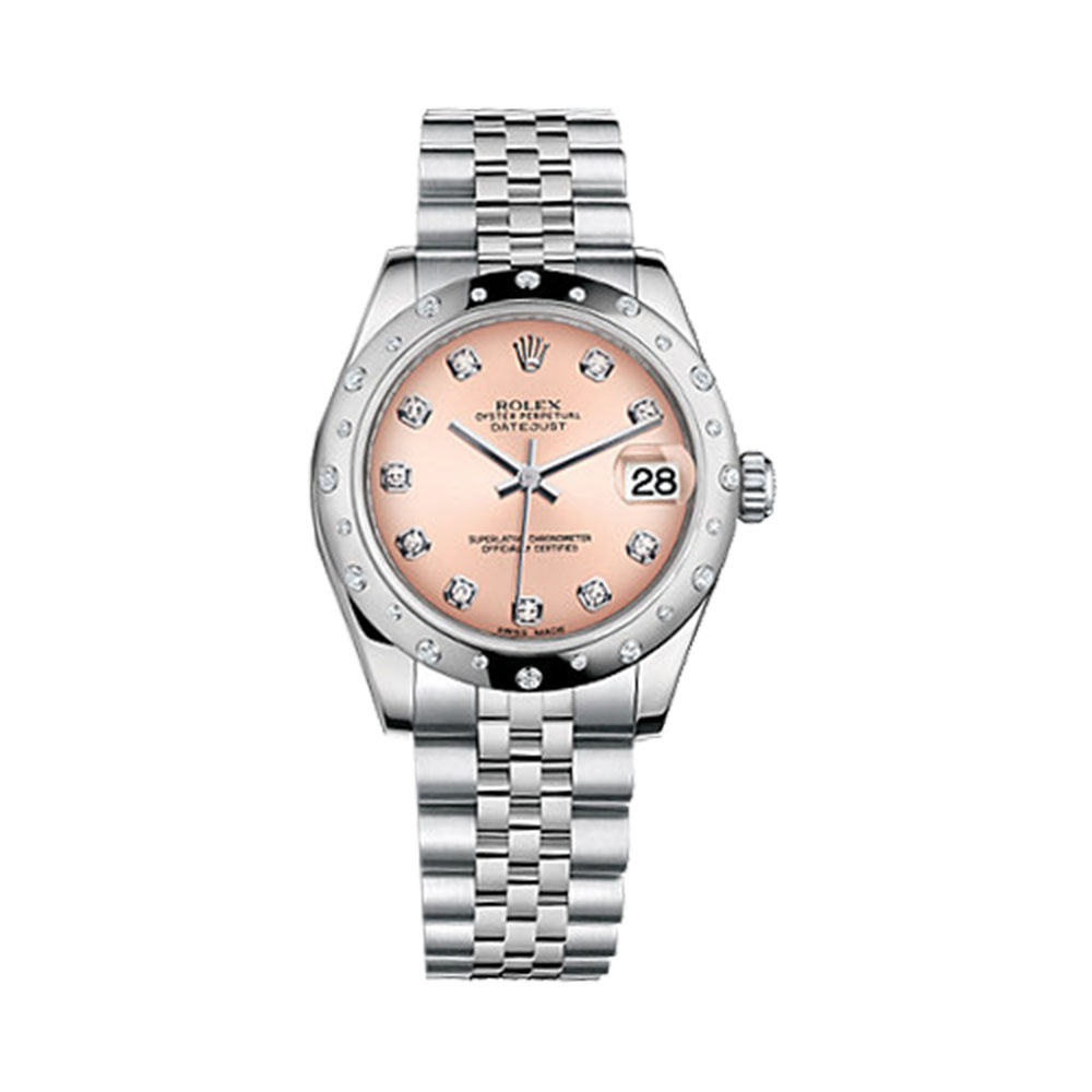 Datejust 31 178344 White Gold & Stainless Steel Watch (Pink Set with Diamonds) - Click Image to Close