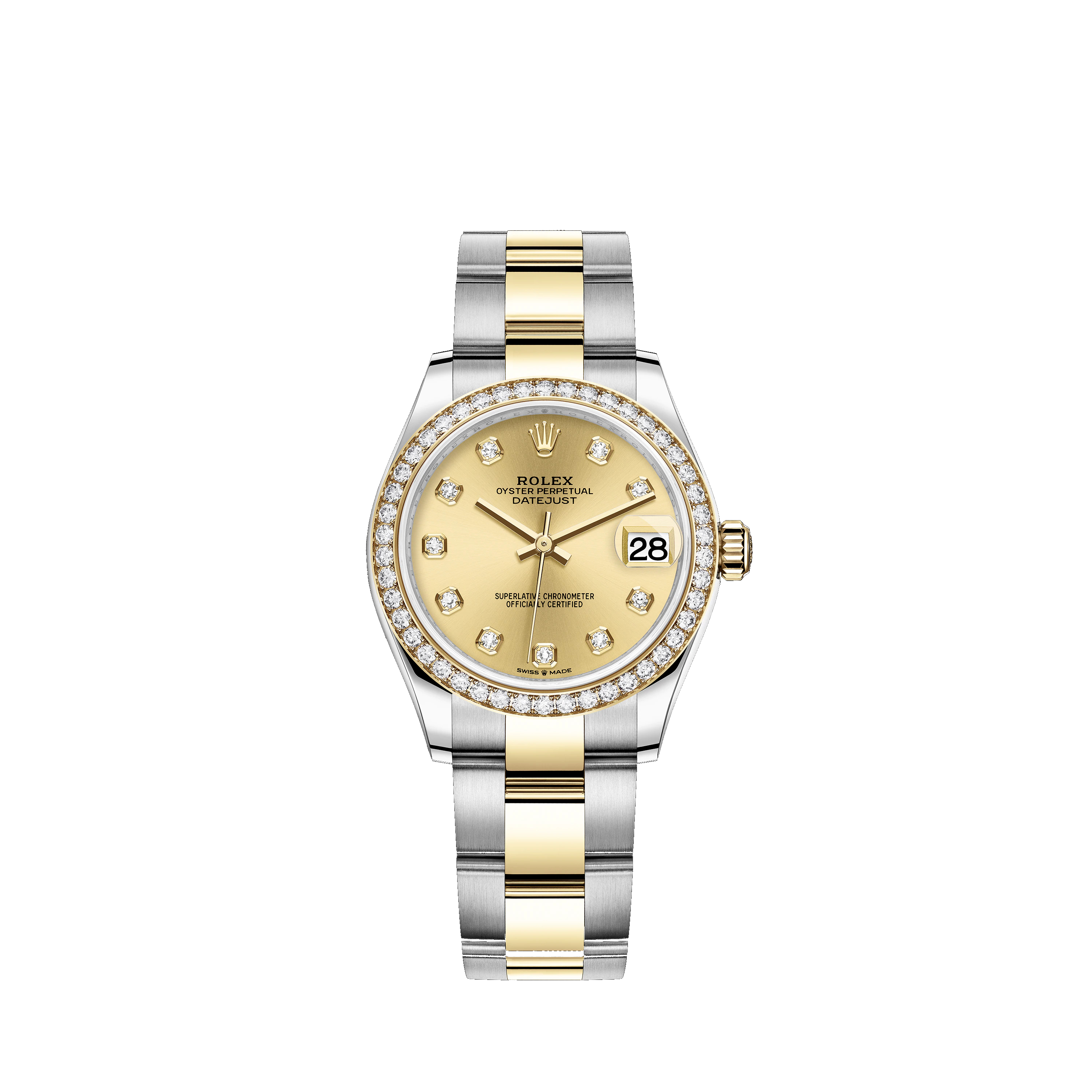 Datejust 31 278383RBR Gold & Stainless Steel Watch (Champagne-Colour Set with Diamonds)