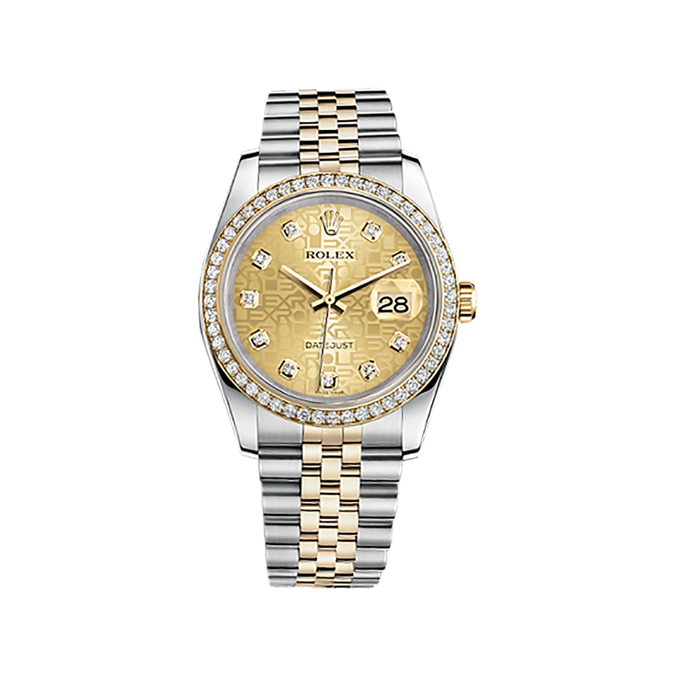 Datejust 36 116243 Gold & Stainless Steel Watch (Champagne Jubilee Design Set with Diamonds) - Click Image to Close