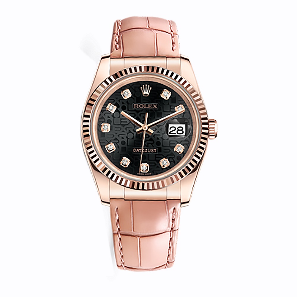 Datejust 36 116135 Rose Gold Watch (Black Jubilee Design Set with Diamonds)