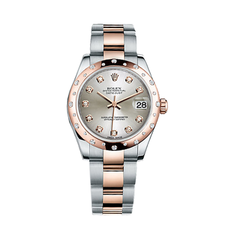 Datejust 31 178341 Rose Gold & Stainless Steel Watch (Silver Set with Diamonds) - Click Image to Close