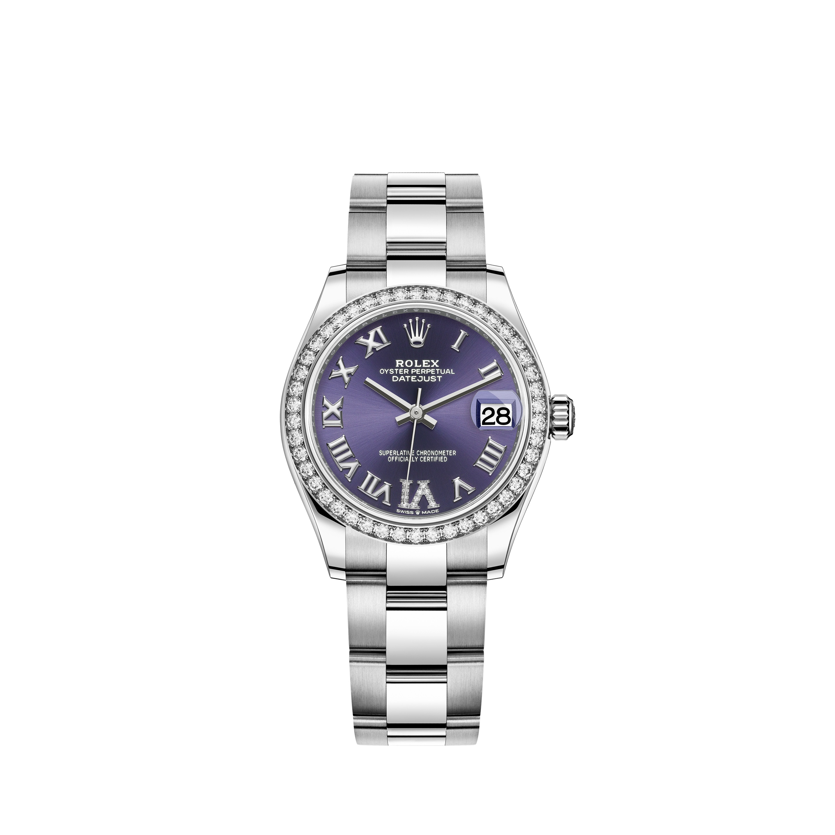 Datejust 31 278384RBR White Gold & Stainless Steel Watch (Aubergine Set with Diamonds) - Click Image to Close
