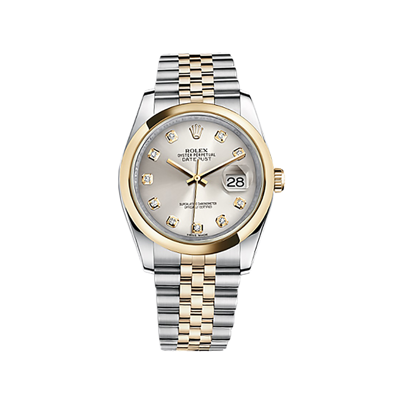 Datejust 36 116203 Gold & Stainless Steel Watch (Silver Set with Diamonds)