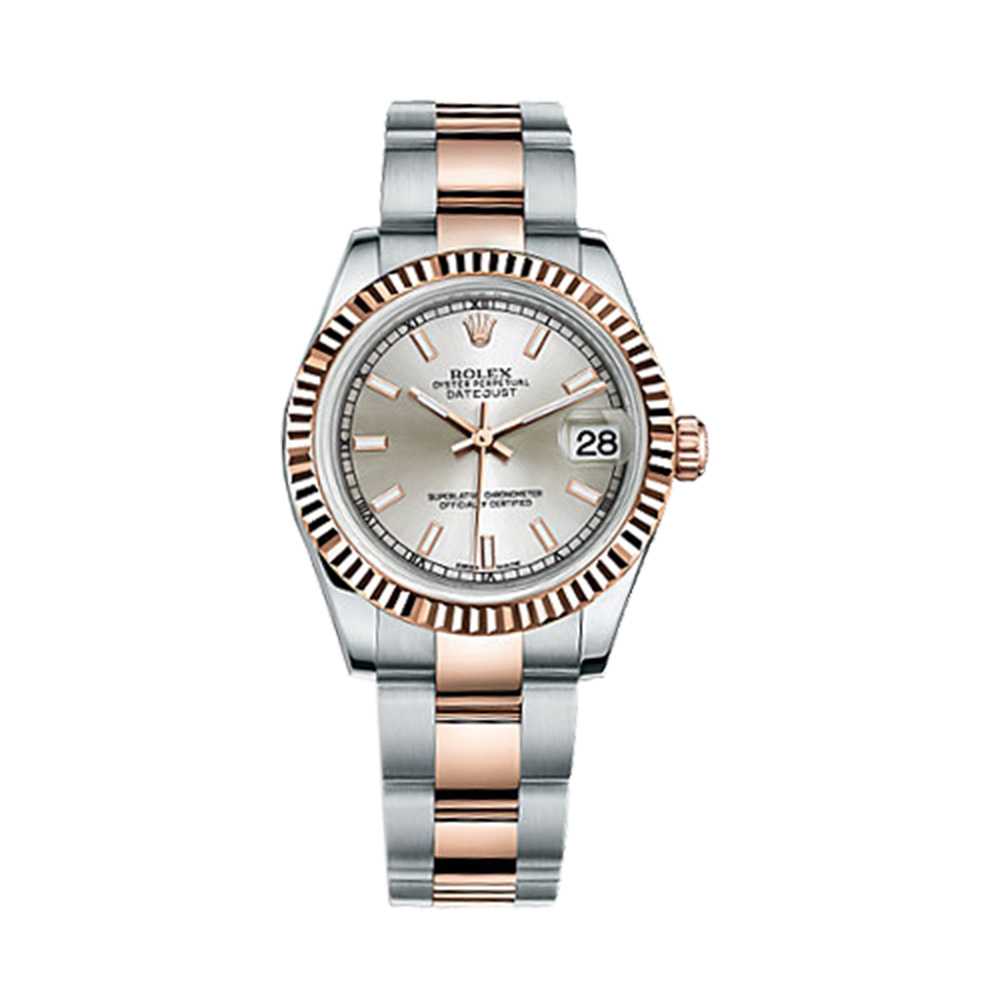 Datejust 31 178271 Rose Gold & Stainless Steel Watch (Silver)