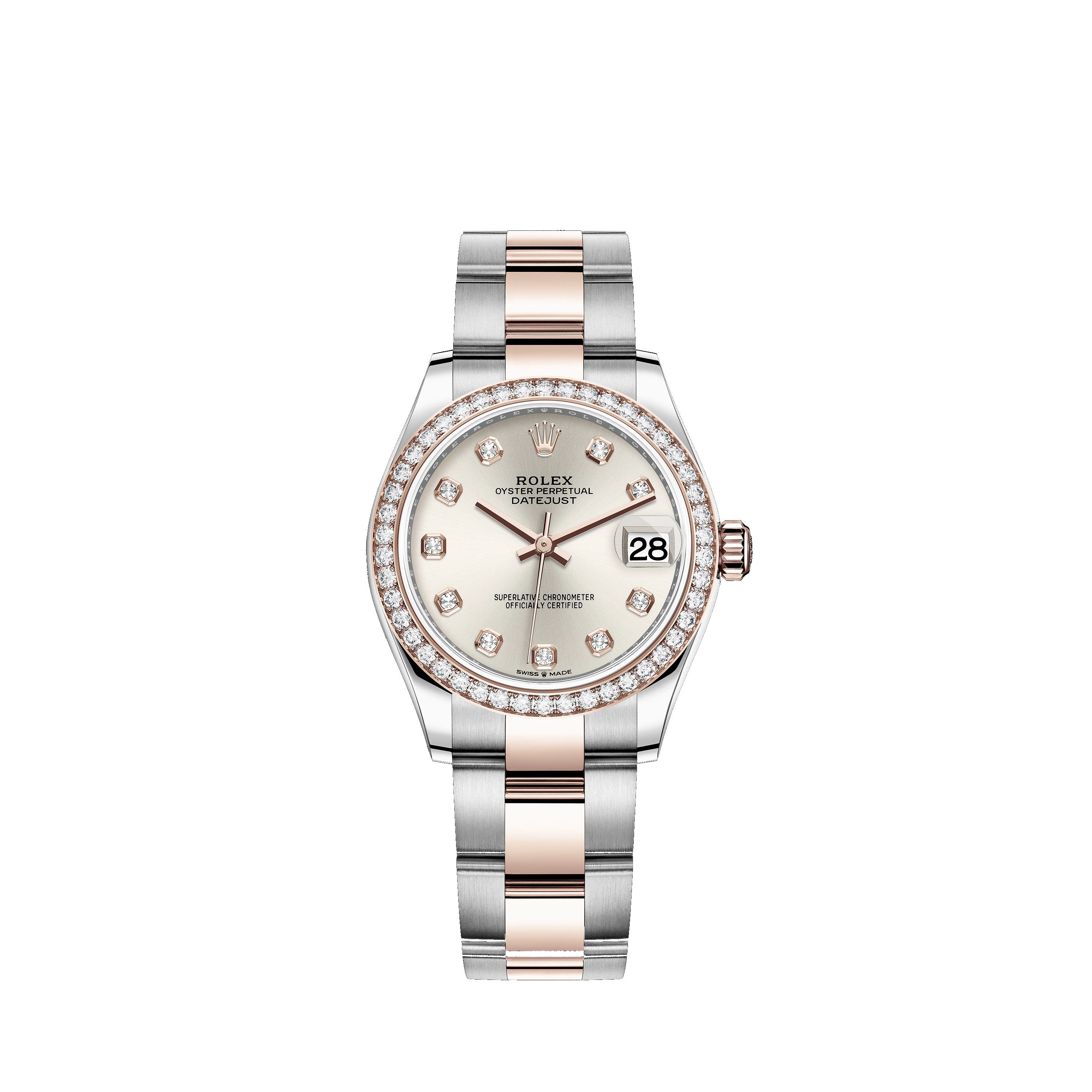 Datejust 31 278381RBR Rose Gold, Stainless Steel & Diamonds Watch (Silver Set with Diamonds)