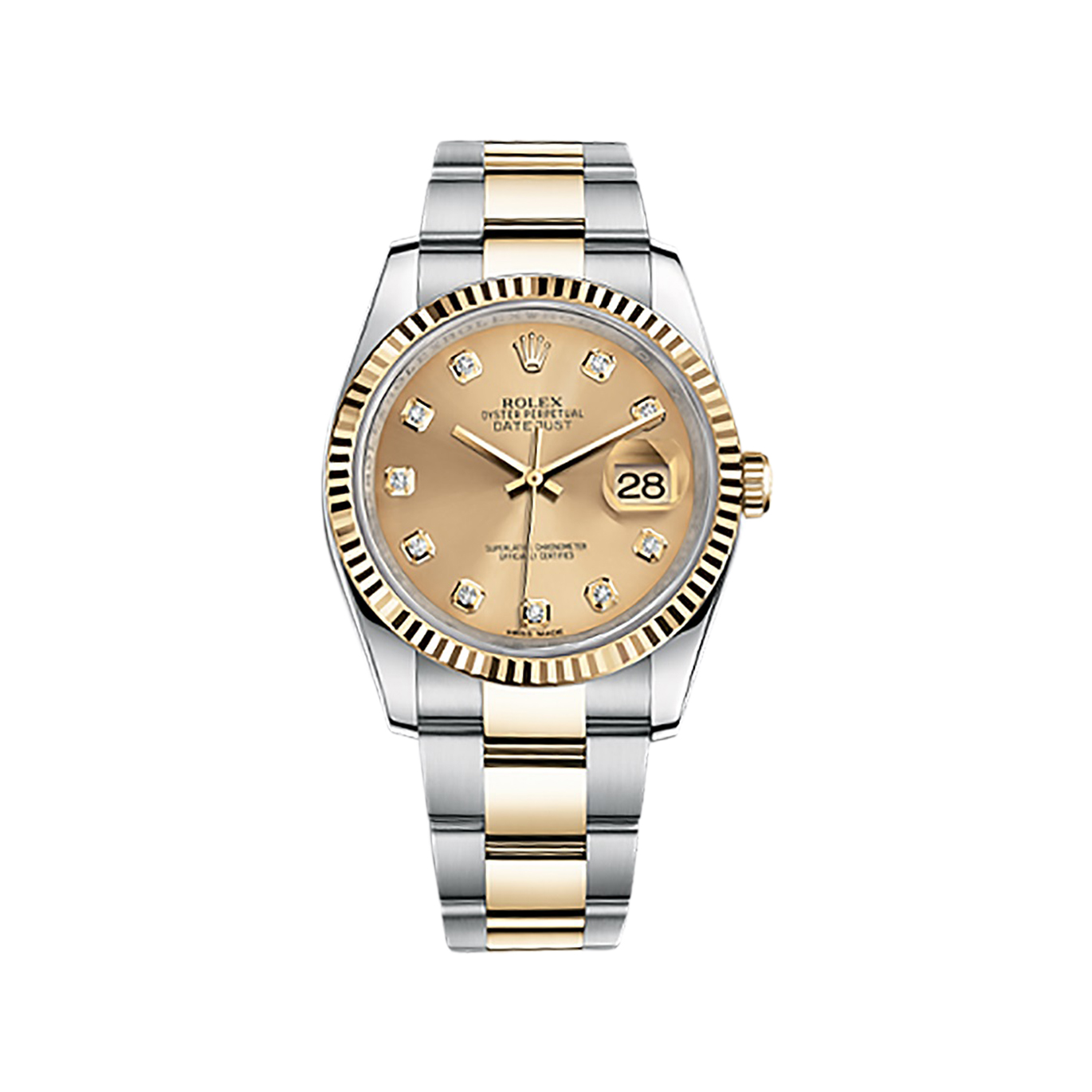 Datejust 36 116233 Gold & Stainless Steel Watch (Champagne Set with Diamonds)