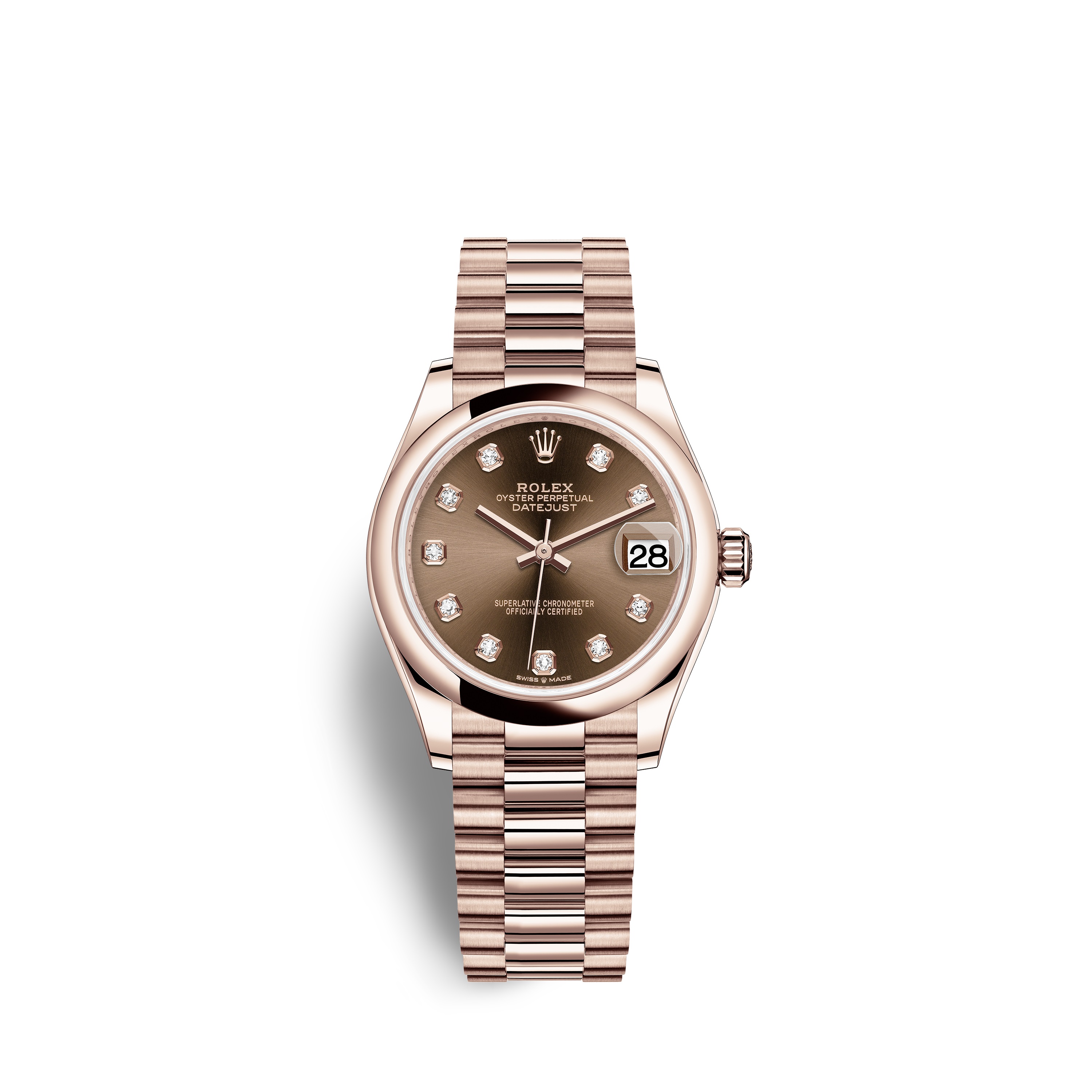 Datejust 31 278245 Rose Gold Watch (Chocolate Set with Diamonds) - Click Image to Close