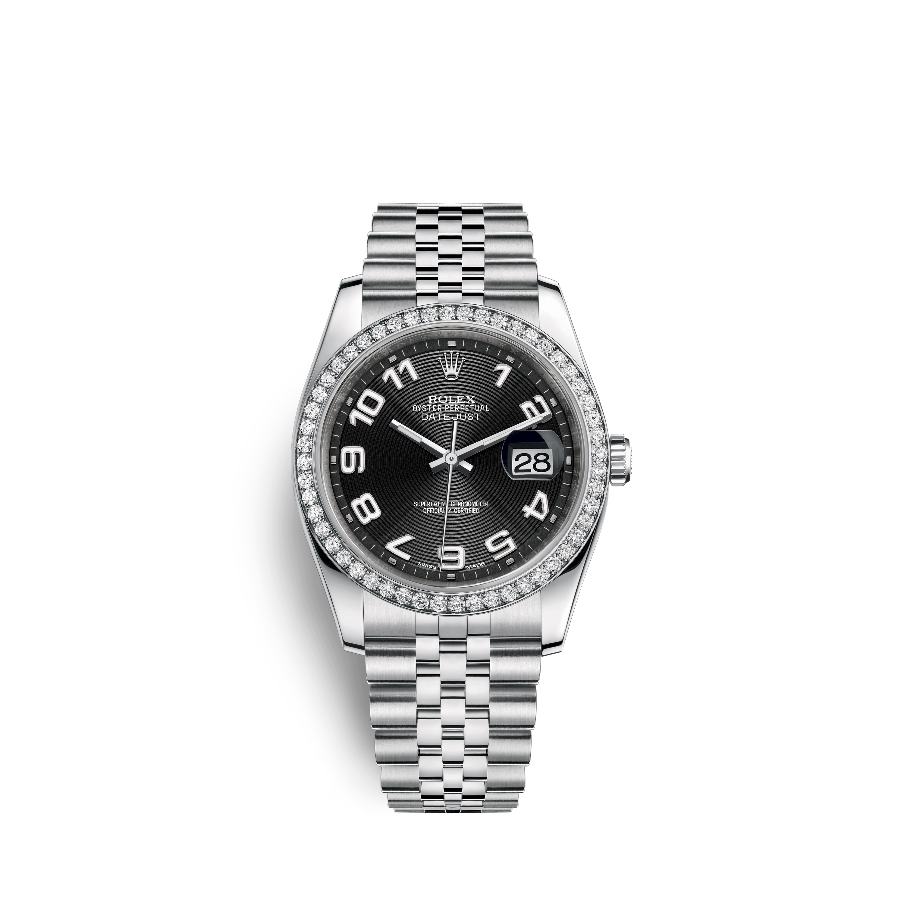 Datejust 36 116244 White Gold & Diamonds Watch (Black)