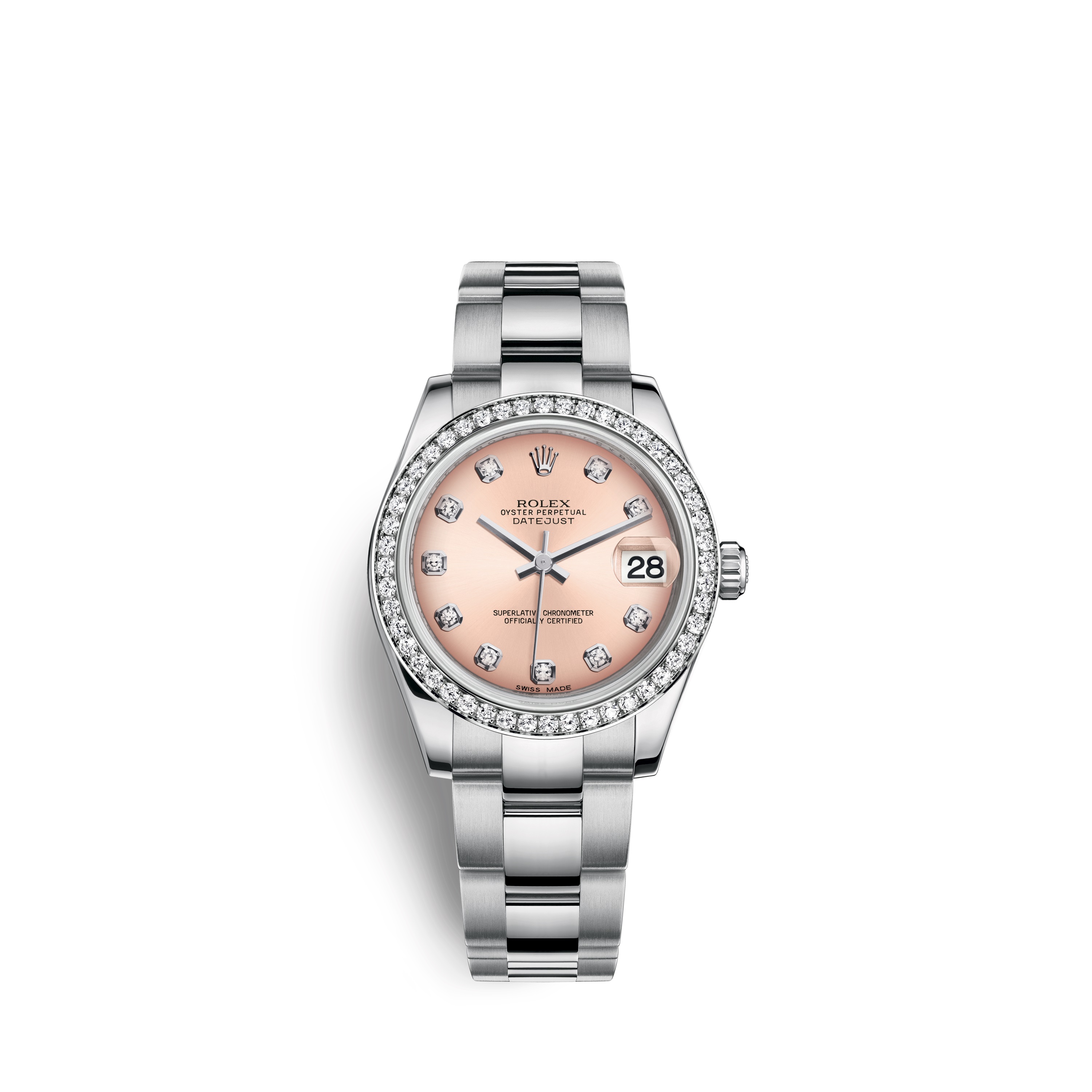 Datejust 31 178384 White Gold & Diamonds Watch (Pink Set with Diamonds) - Click Image to Close