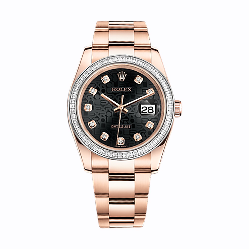 Datejust 36 116285BBR Rose Gold Watch (Black Jubilee Design Set with Diamonds)