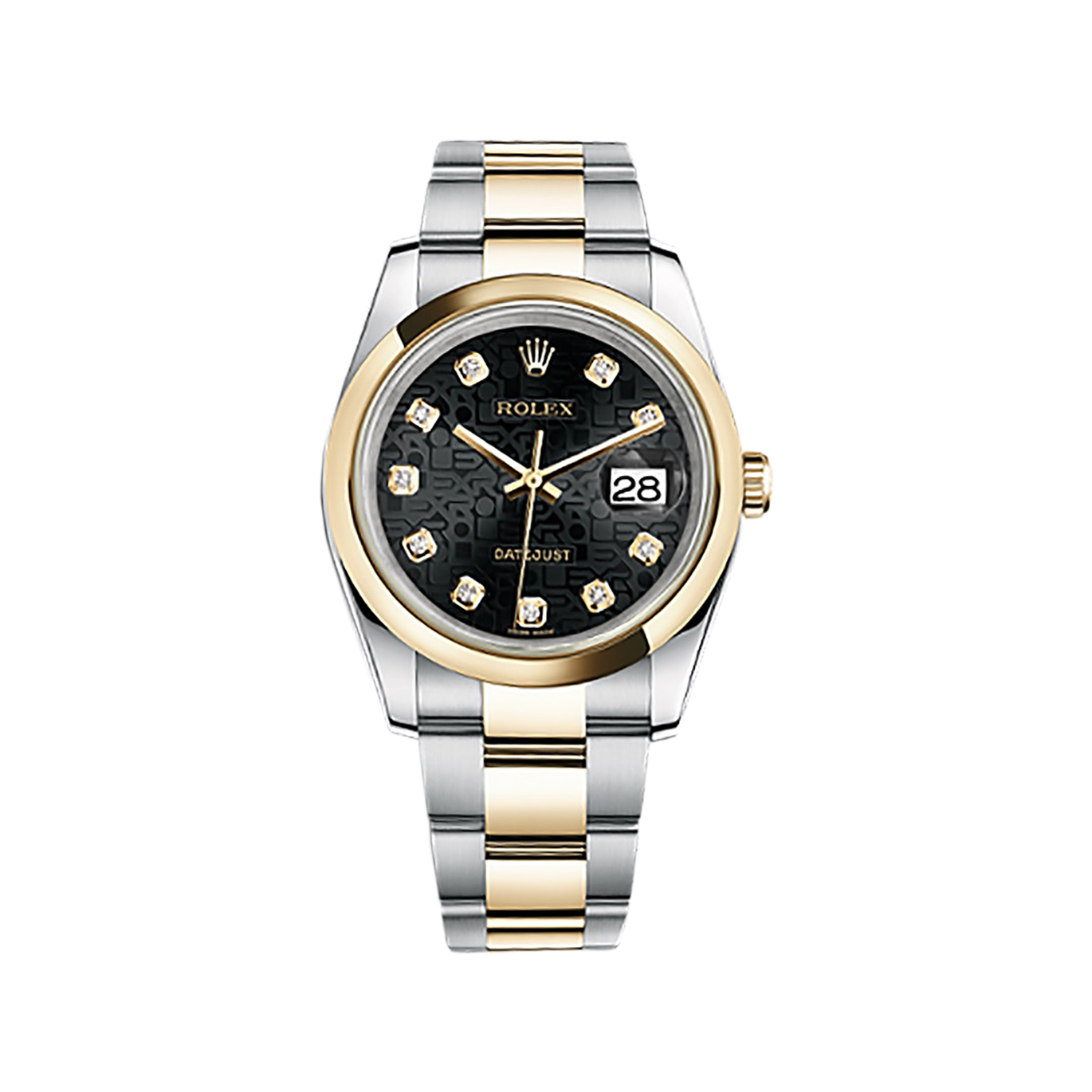 Datejust 36 116203 Gold & Stainless Steel Watch (Black Jubilee Design Set with Diamonds)