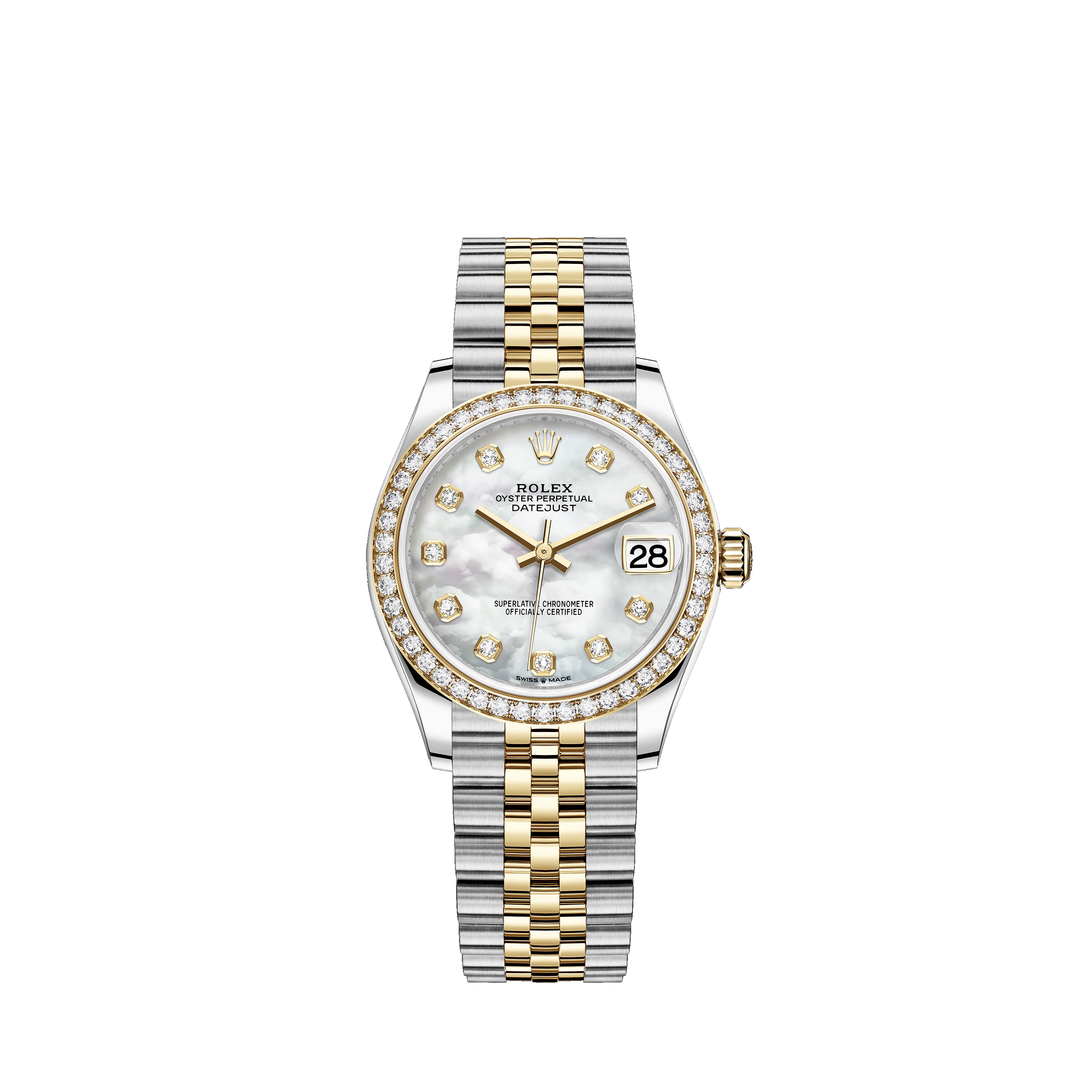 Datejust 31 278383RBR Gold & Stainless Steel Watch (White Mother-of-Pearl Set with Diamonds)