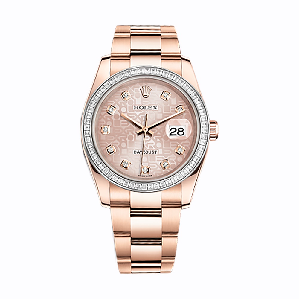 Datejust 36 116285BBR Rose Gold Watch (Pink Jubilee Design Set with Diamonds)