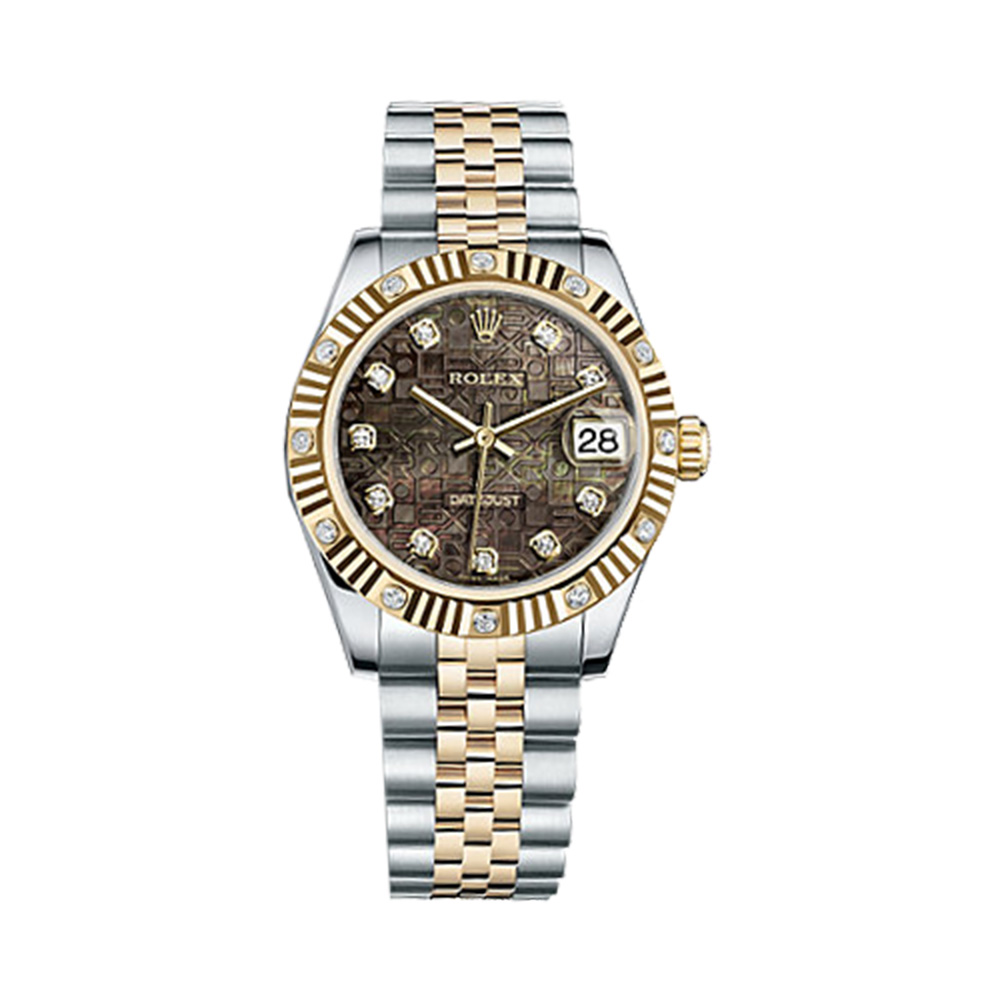 Datejust 31 178313 Gold & Stainless Steel Watch (Black Mother-of-Pearl Jubilee Design Set with Diamonds) - Click Image to Close
