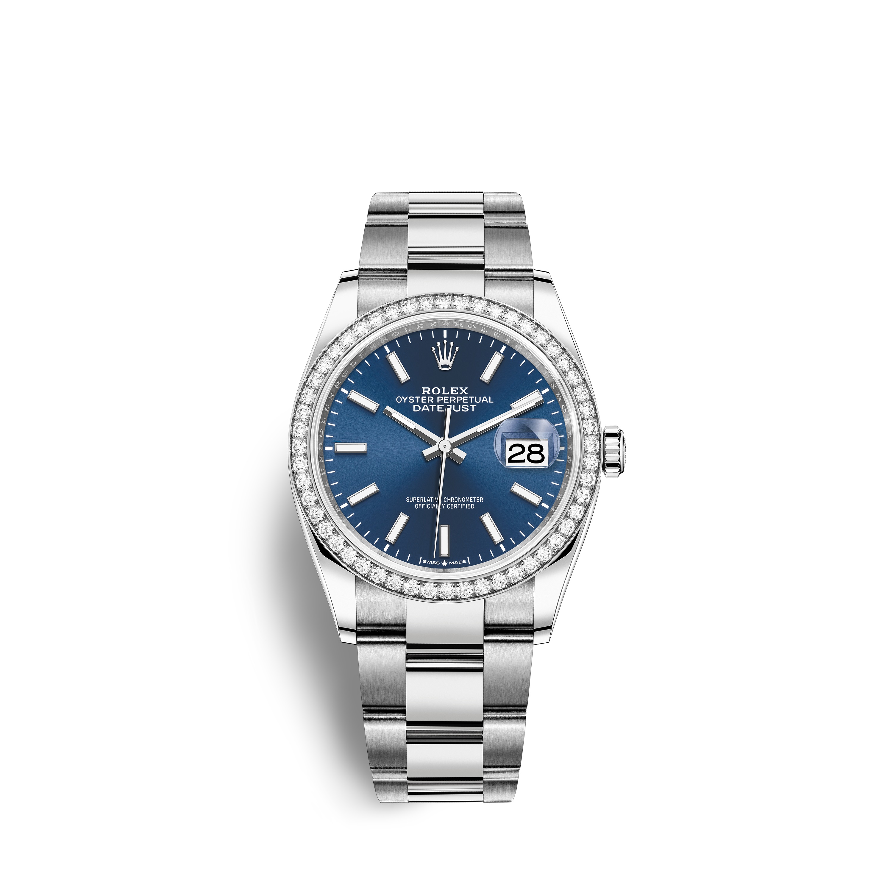 Datejust 36 126284RBR White Gold, Stainless Steel & Diamonds Watch (Blue) - Click Image to Close