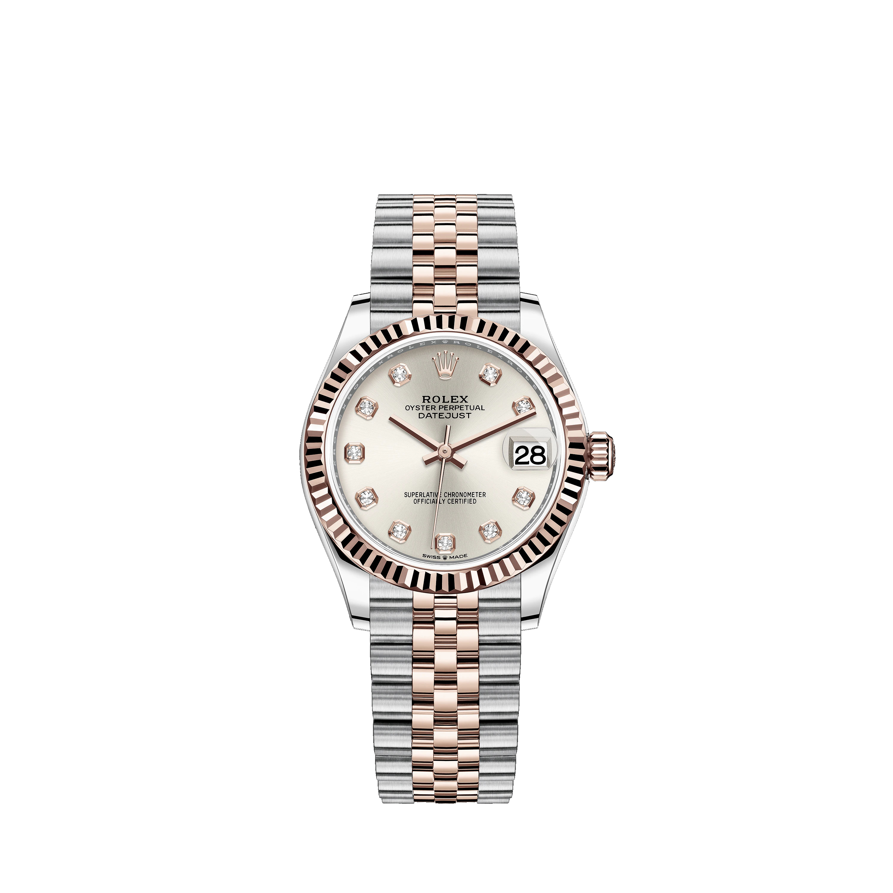 Datejust 31 278271 Rose Gold & Stainless Steel Watch (Silver Set with Diamonds)