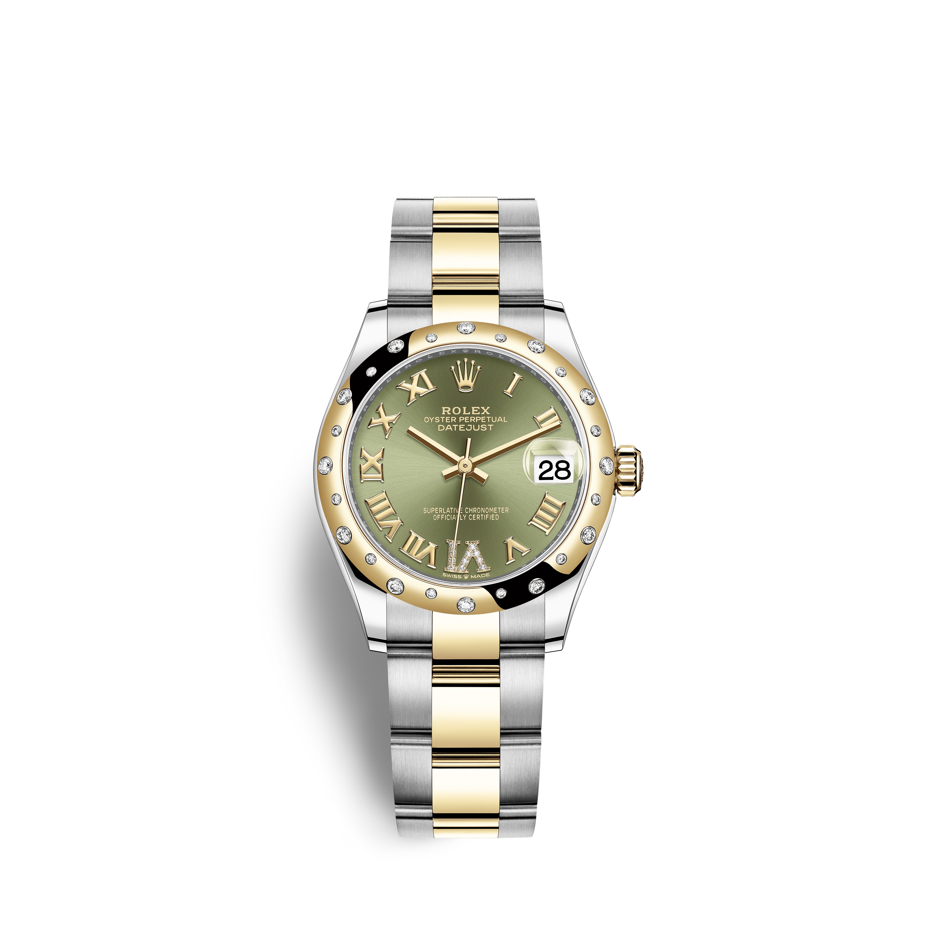 Datejust 31 278343RBR Gold & Stainless Steel Watch (Olive Green Set with Diamonds)