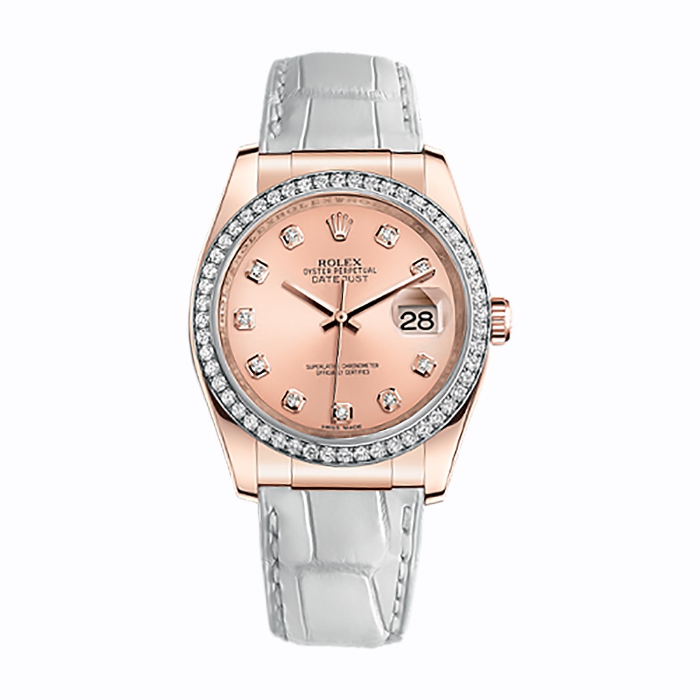 Datejust 36 116185 Rose Gold Watch (Pink Set with Diamonds)