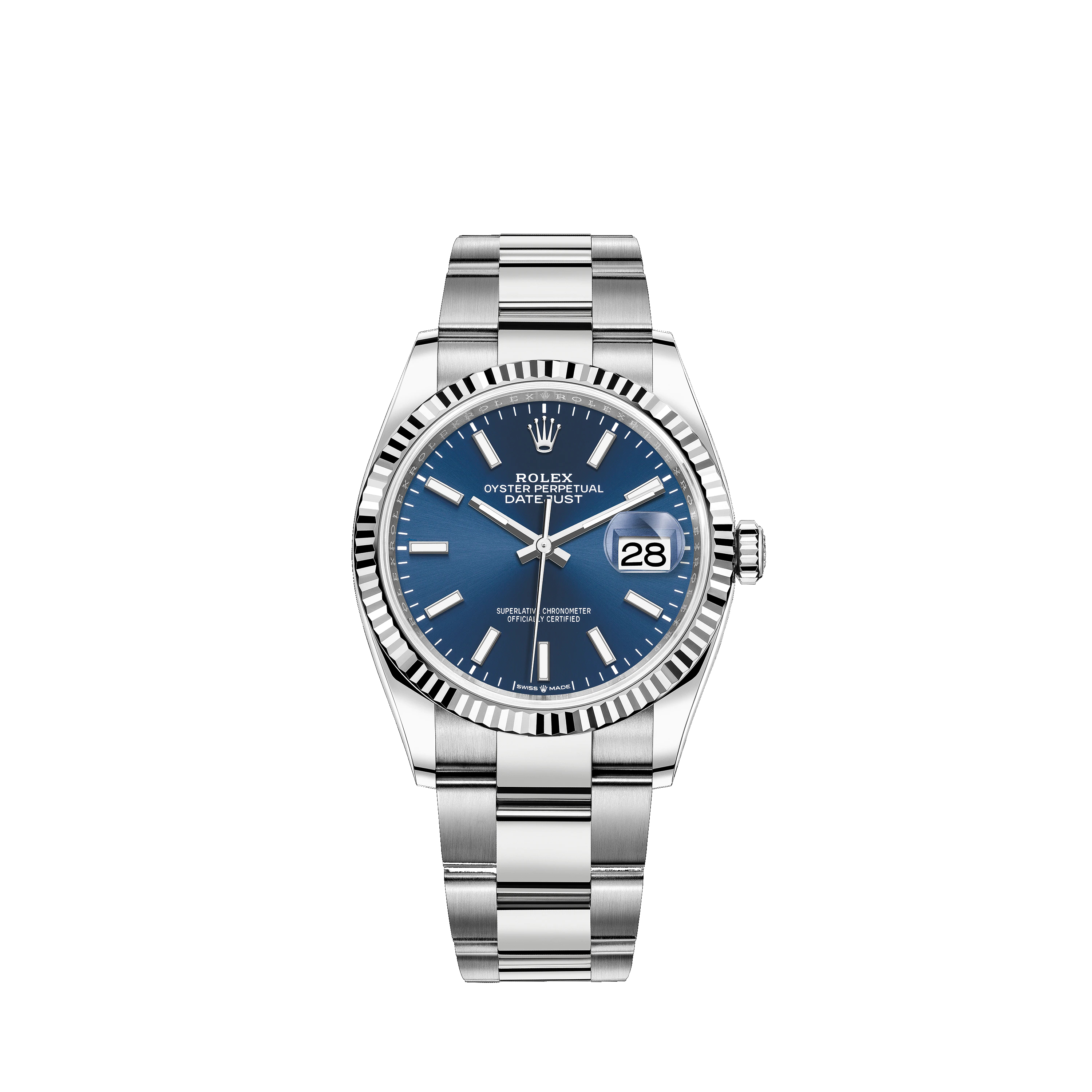 Datejust 36 126234 White Gold & Stainless Steel Watch (Blue) - Click Image to Close