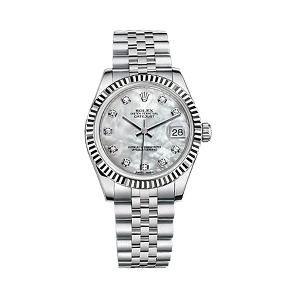 Datejust 31 178274 White Gold & Stainless Steel Watch (White Mother-of-Pearl Set with Diamonds)