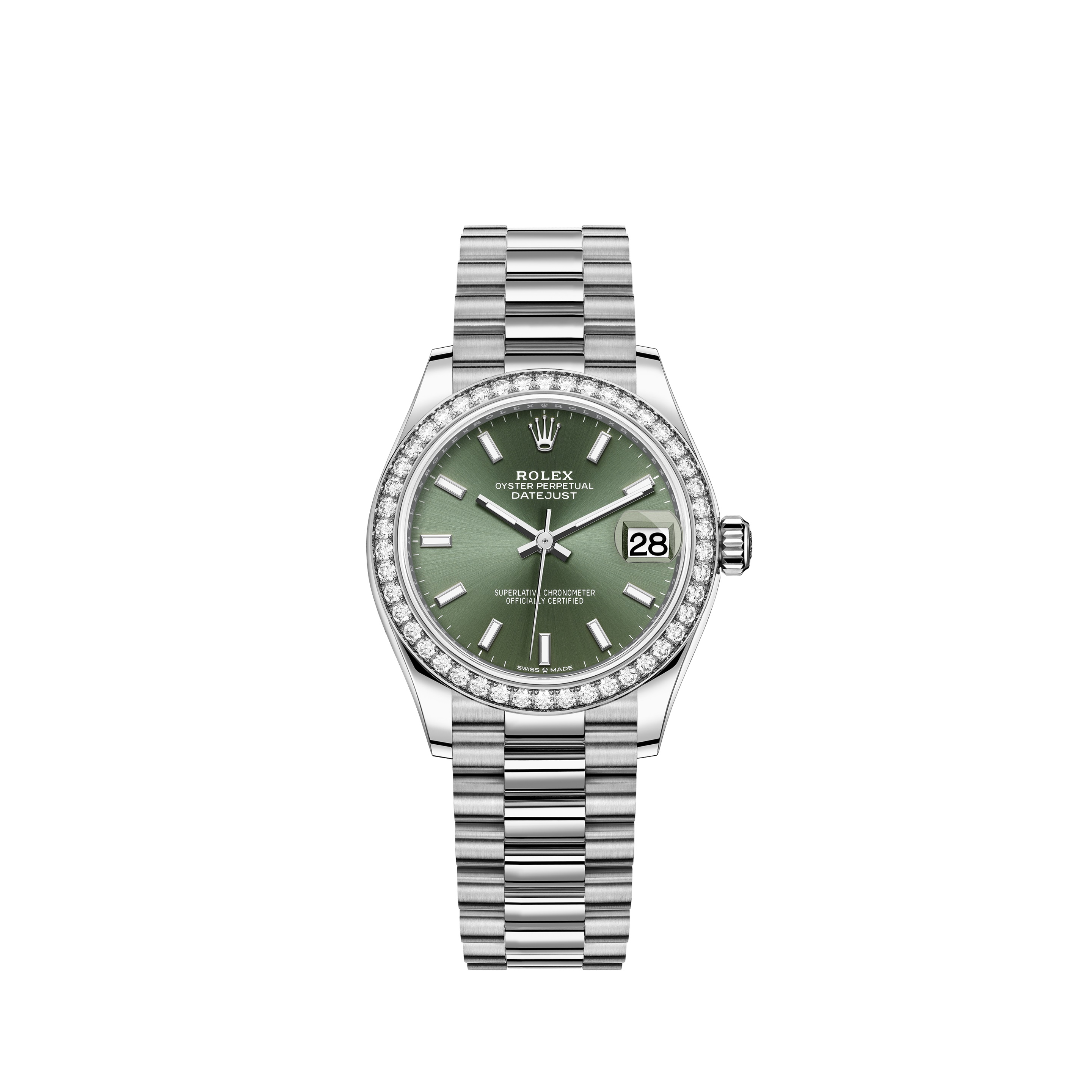 Datejust 31 278289RBR White Gold Watch (Mint Green)