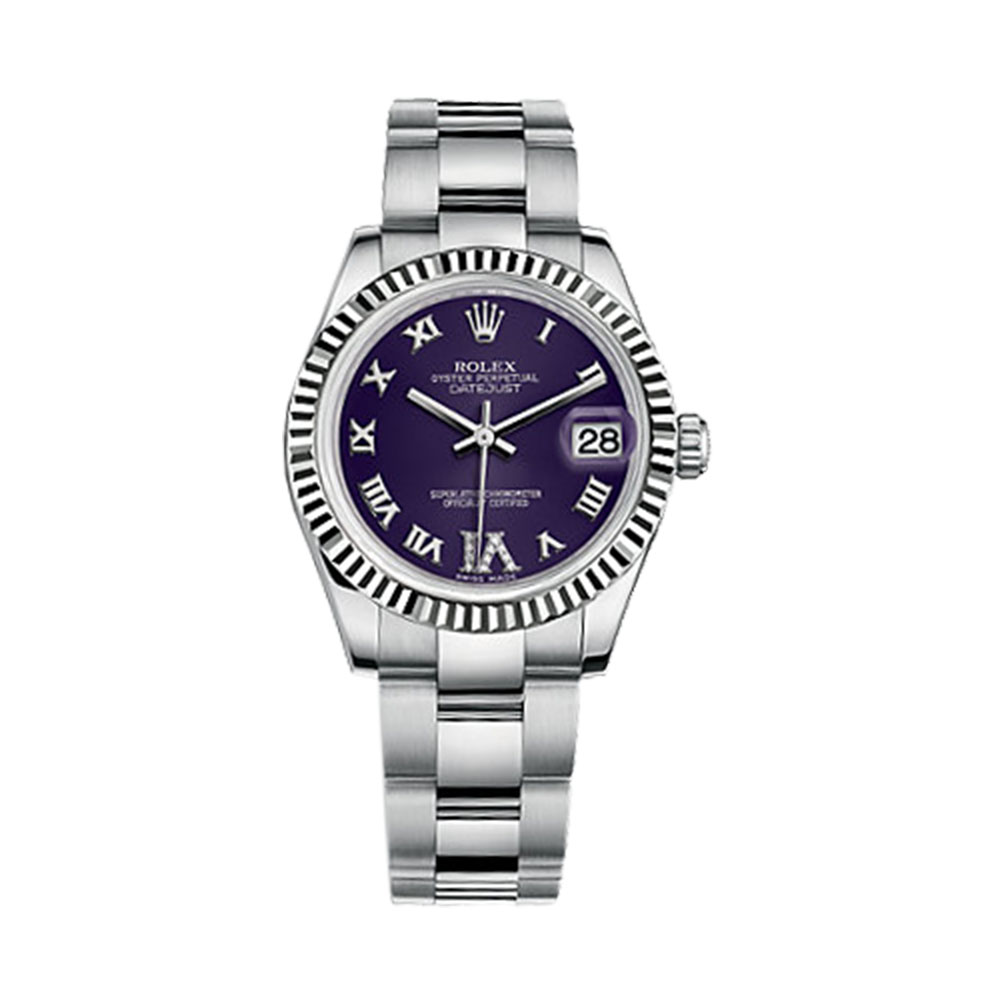 Datejust 31 178274 White Gold & Stainless Steel Watch (Purple Set with Diamonds)