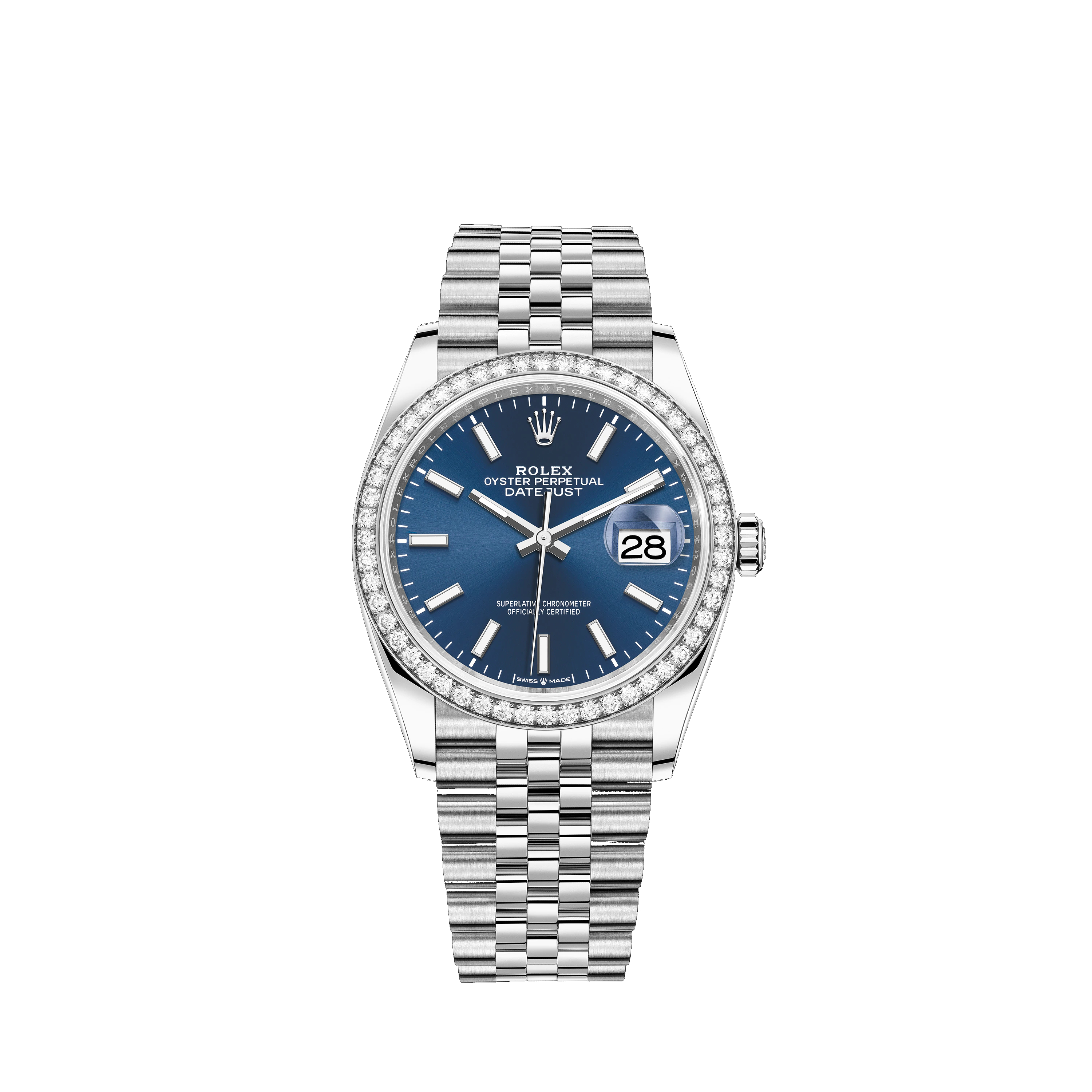 Datejust 36 126284RBR White Gold, Stainless Steel & Diamonds Watch (Blue)