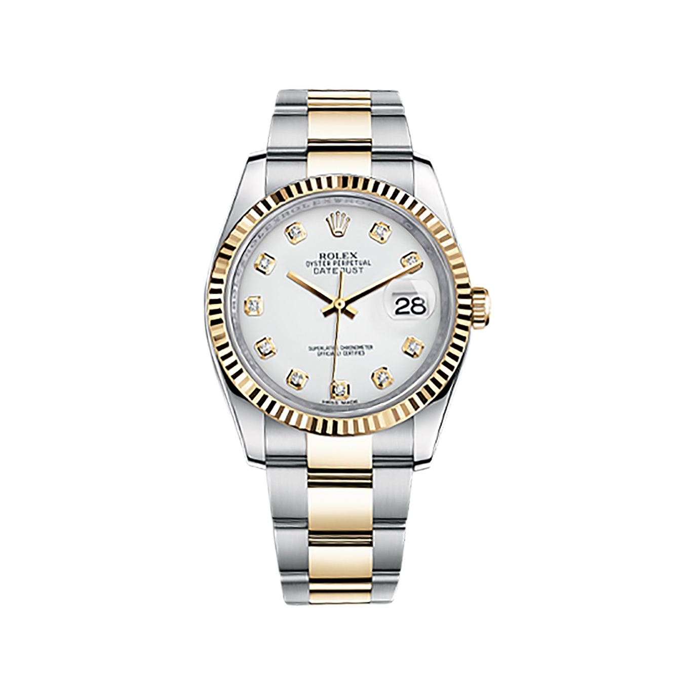 Datejust 36 116233 Gold & Stainless Steel Watch (White Set with Diamonds) - Click Image to Close