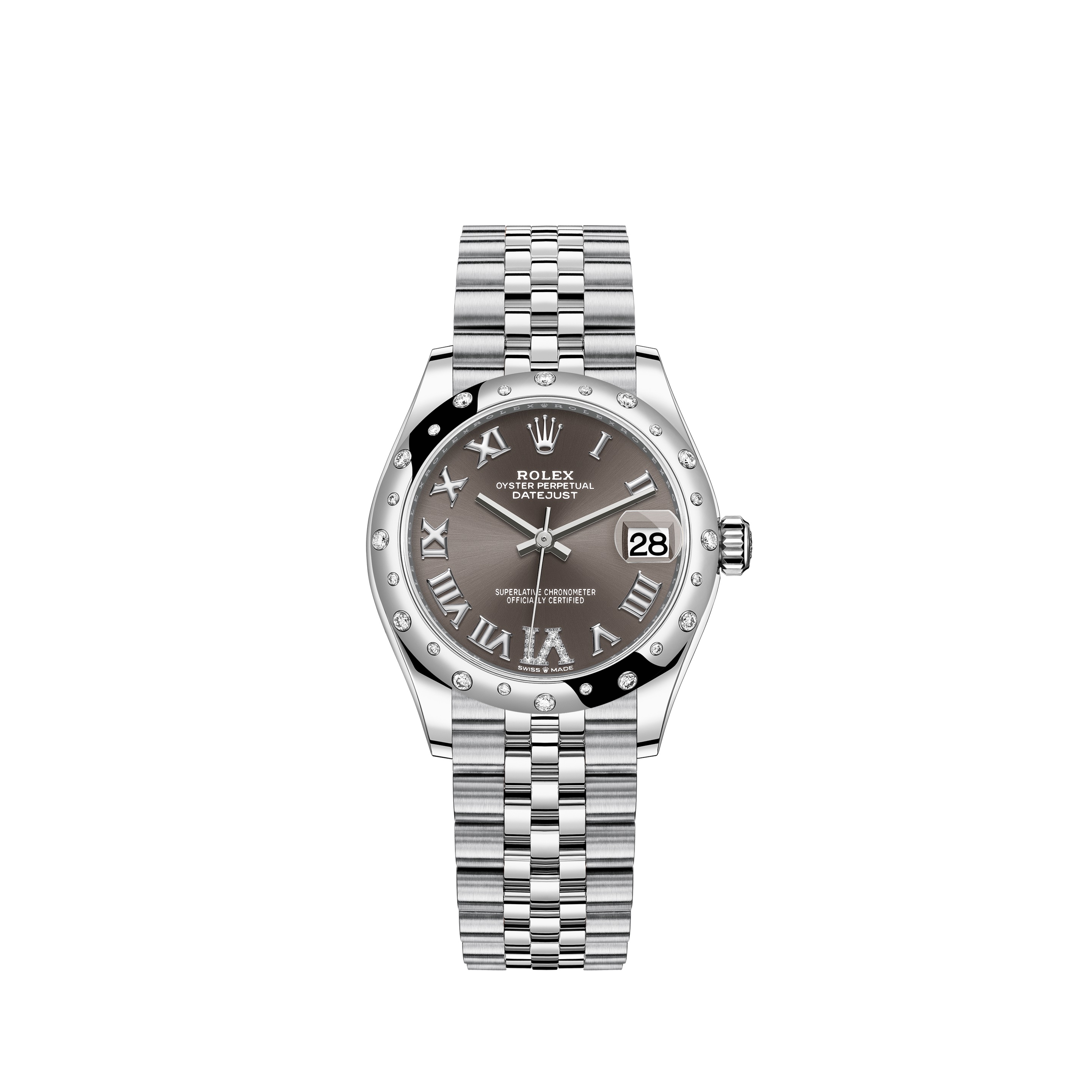 Datejust 31 278344RBR White Gold & Stainless Steel Watch (Dark Grey Set with Diamonds)
