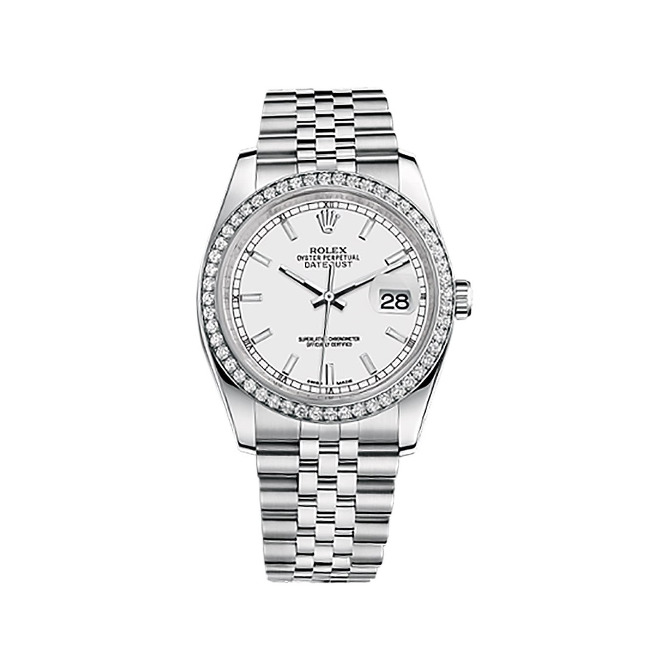 Datejust 36 116244 White Gold & Stainless Steel Watch (White) - Click Image to Close